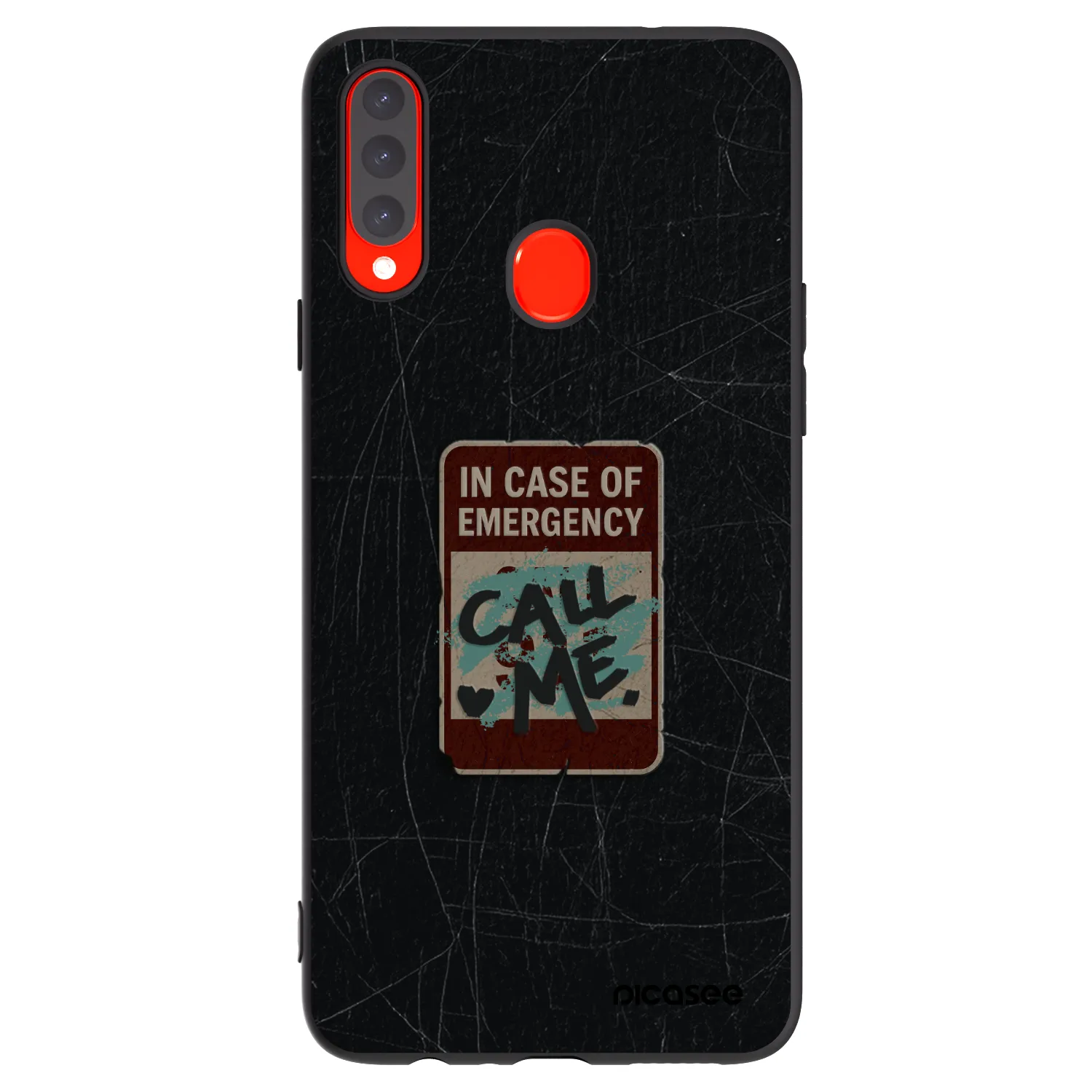 Picasee silikónový čierny obal pre Samsung Galaxy A20s - EMERGENCY