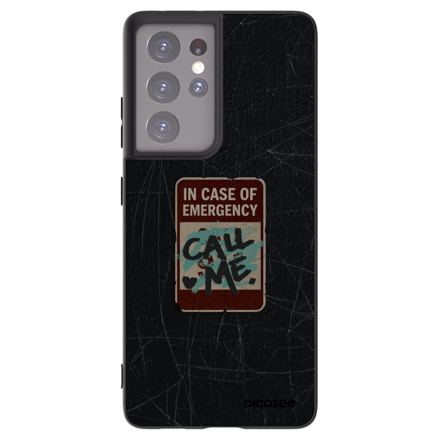 Picasee silikónový čierny obal pre Samsung Galaxy S21 Ultra 5G G998B - EMERGENCY