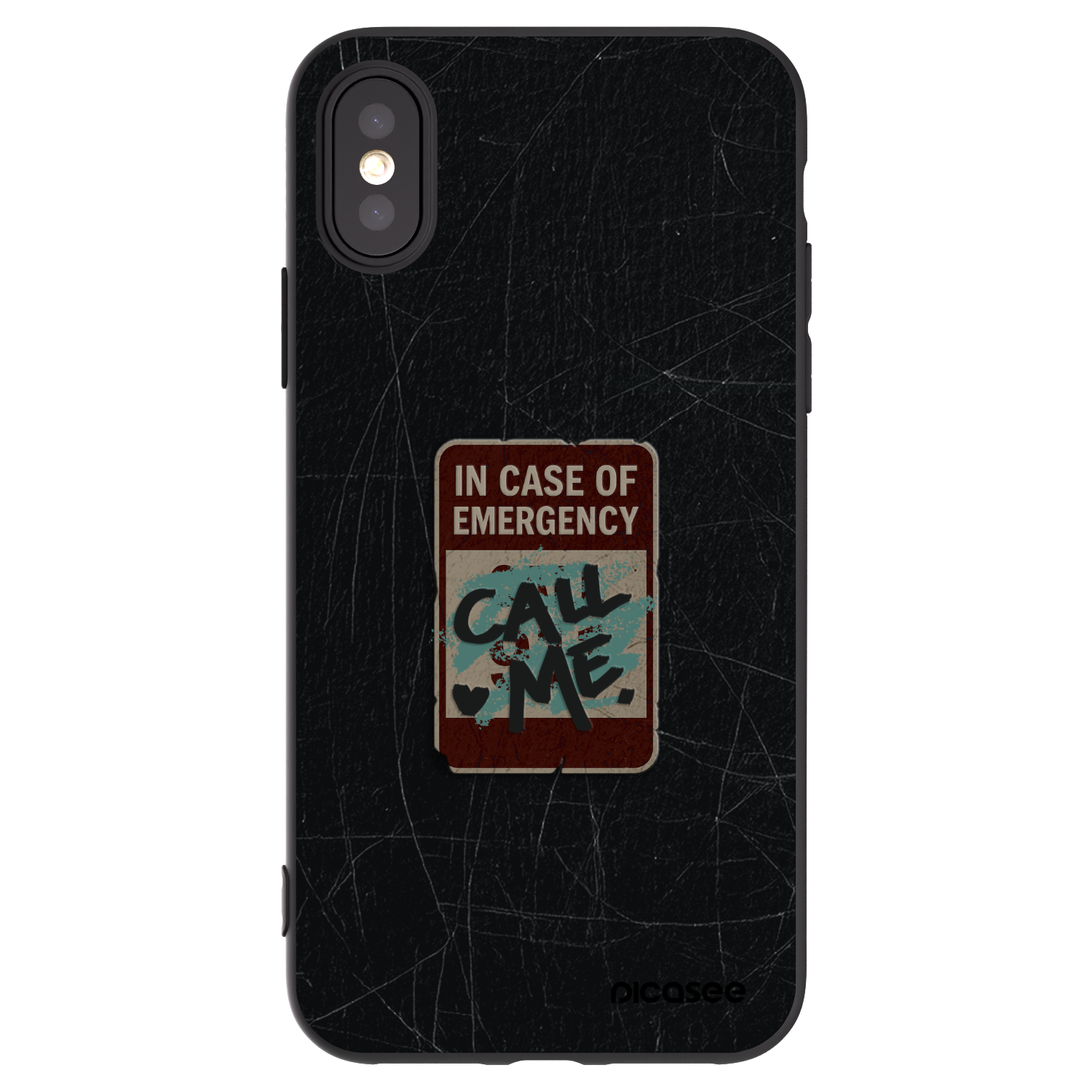 Picasee silikónový čierny obal pre Apple iPhone X/XS - EMERGENCY