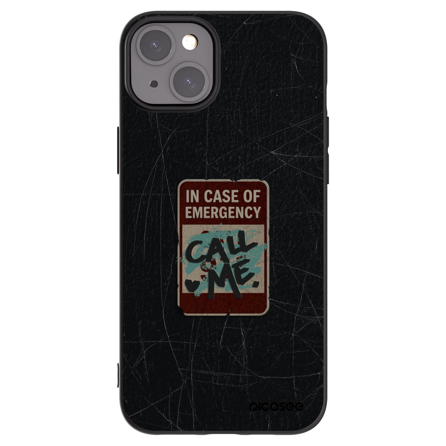Picasee silikónový čierny obal pre Apple iPhone 15 Plus - EMERGENCY