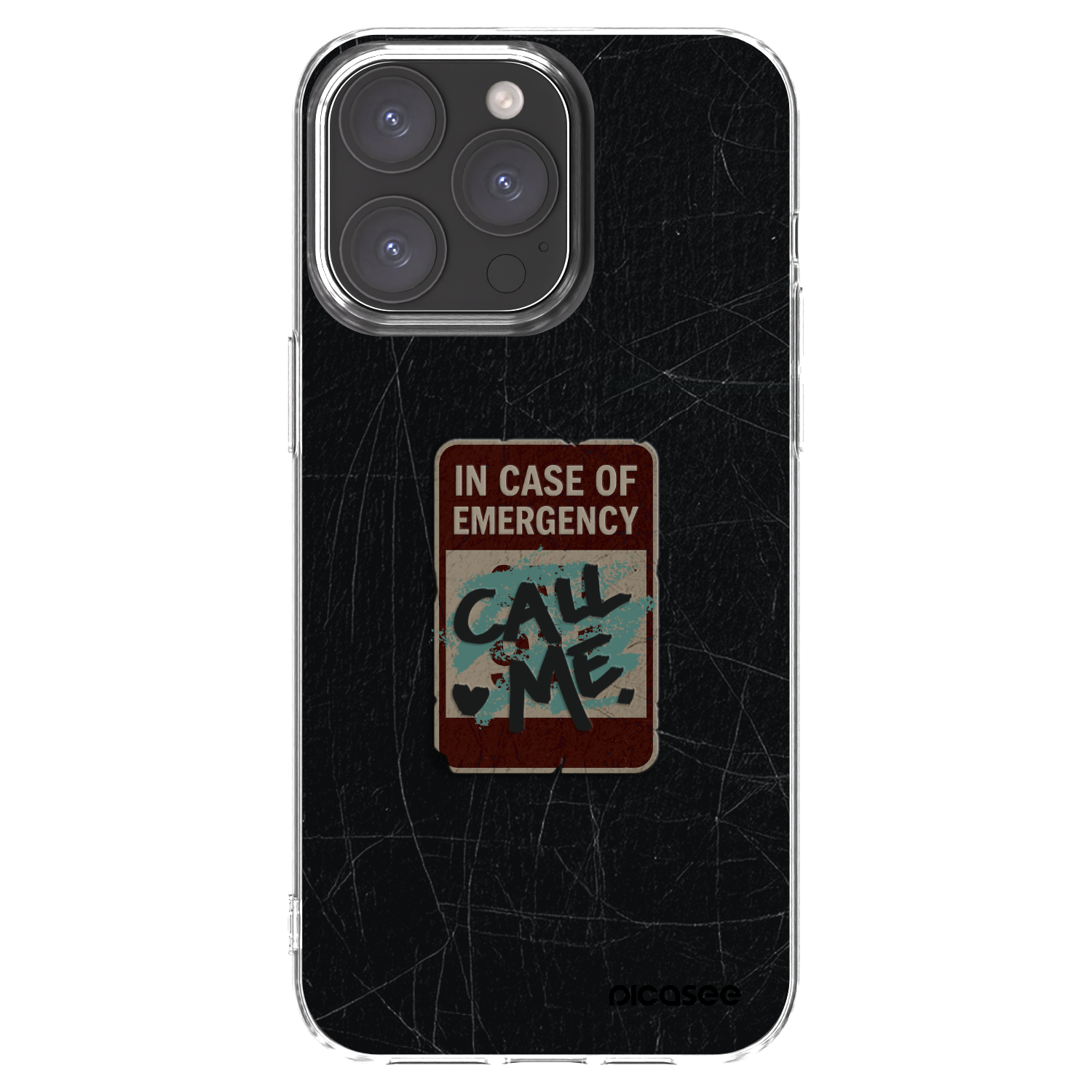 Picasee silikónový prehľadný obal pre Apple iPhone 15 Pro Max - EMERGENCY