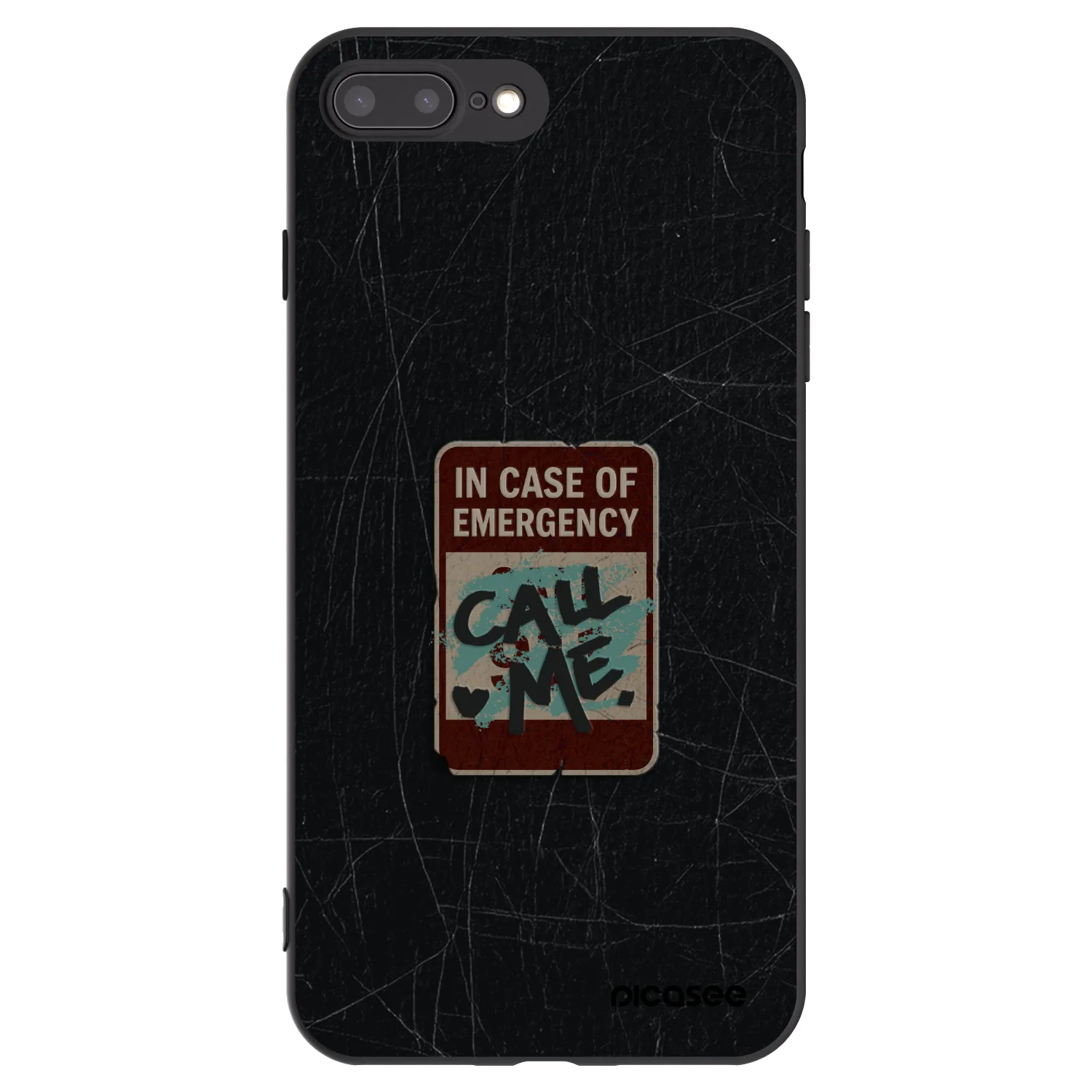 Picasee silikónový čierny obal pre Apple iPhone 8 Plus - EMERGENCY