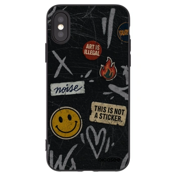 Picasee silikónový čierny obal pre Apple iPhone X/XS - STICKERS x TAGS