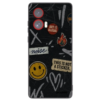 Picasee silikónový čierny obal pre Motorola Edge 50 Fusion - STICKERS x TAGS