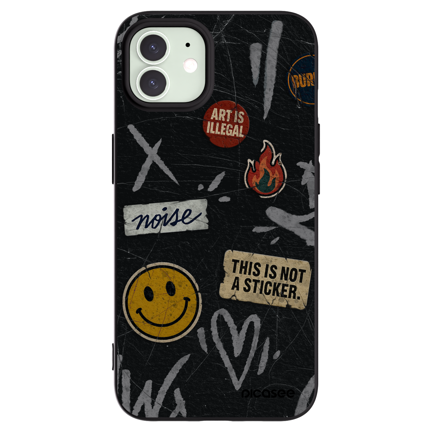 Picasee silikónový čierny obal pre Apple iPhone 12 - STICKERS x TAGS