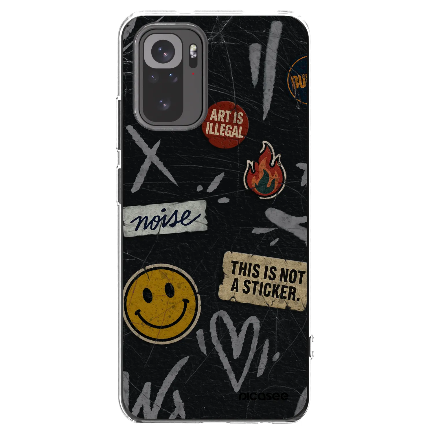 Silikónový prehľadný obal pre Xiaomi Redmi Note 10 - STICKERS x TAGS