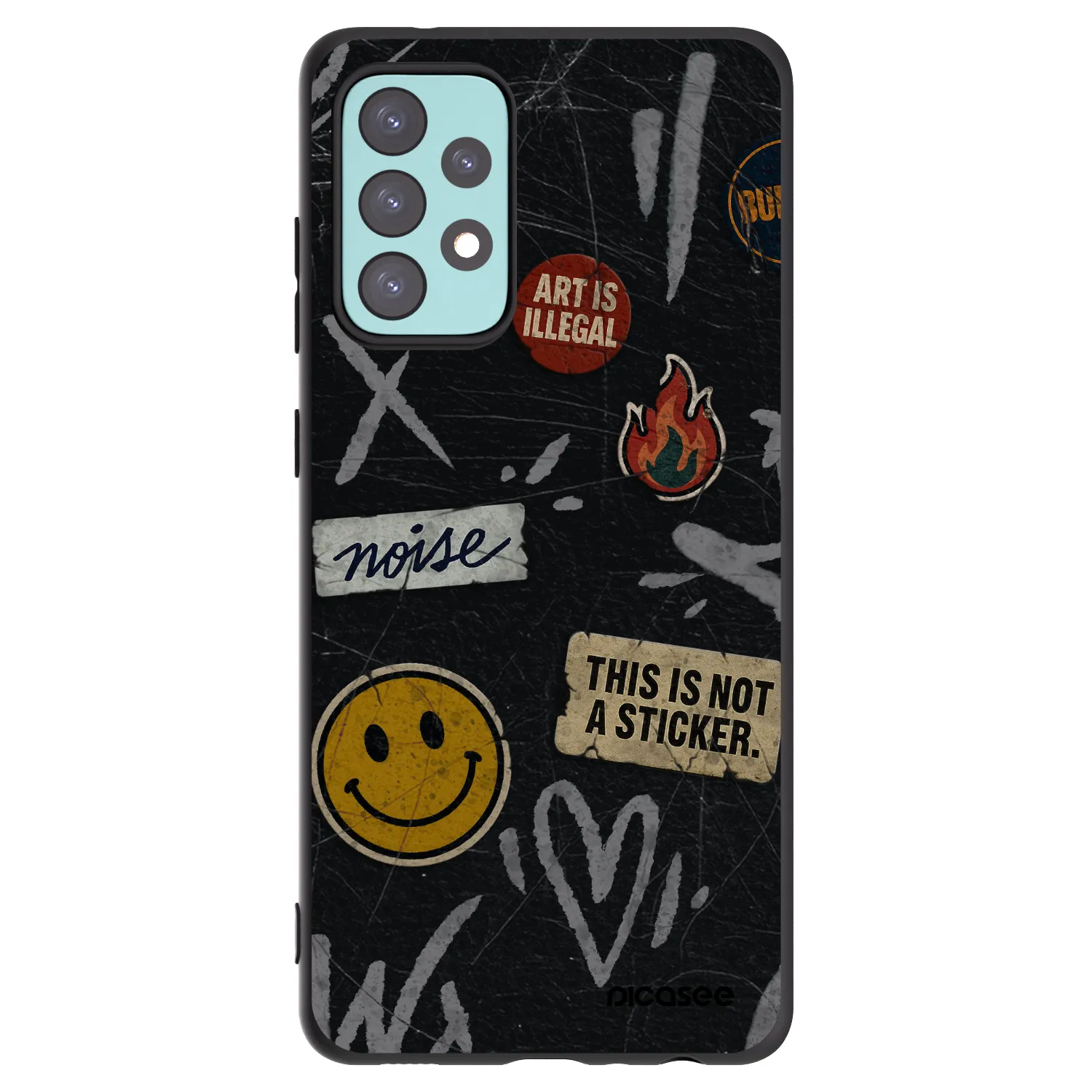 Picasee silikónový čierny obal pre Samsung Galaxy A72 A725F - STICKERS x TAGS