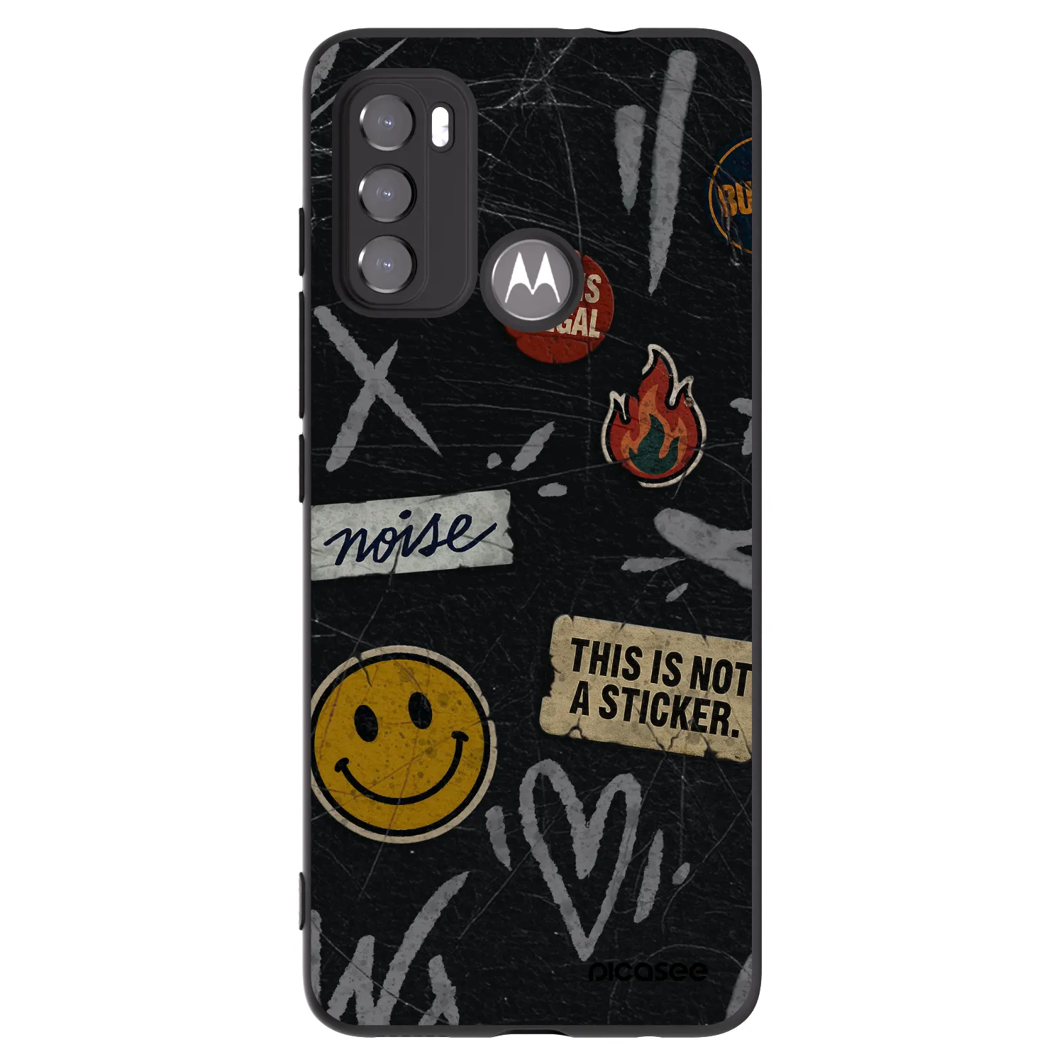 Picasee silikónový čierny obal pre Motorola Moto G60 - STICKERS x TAGS