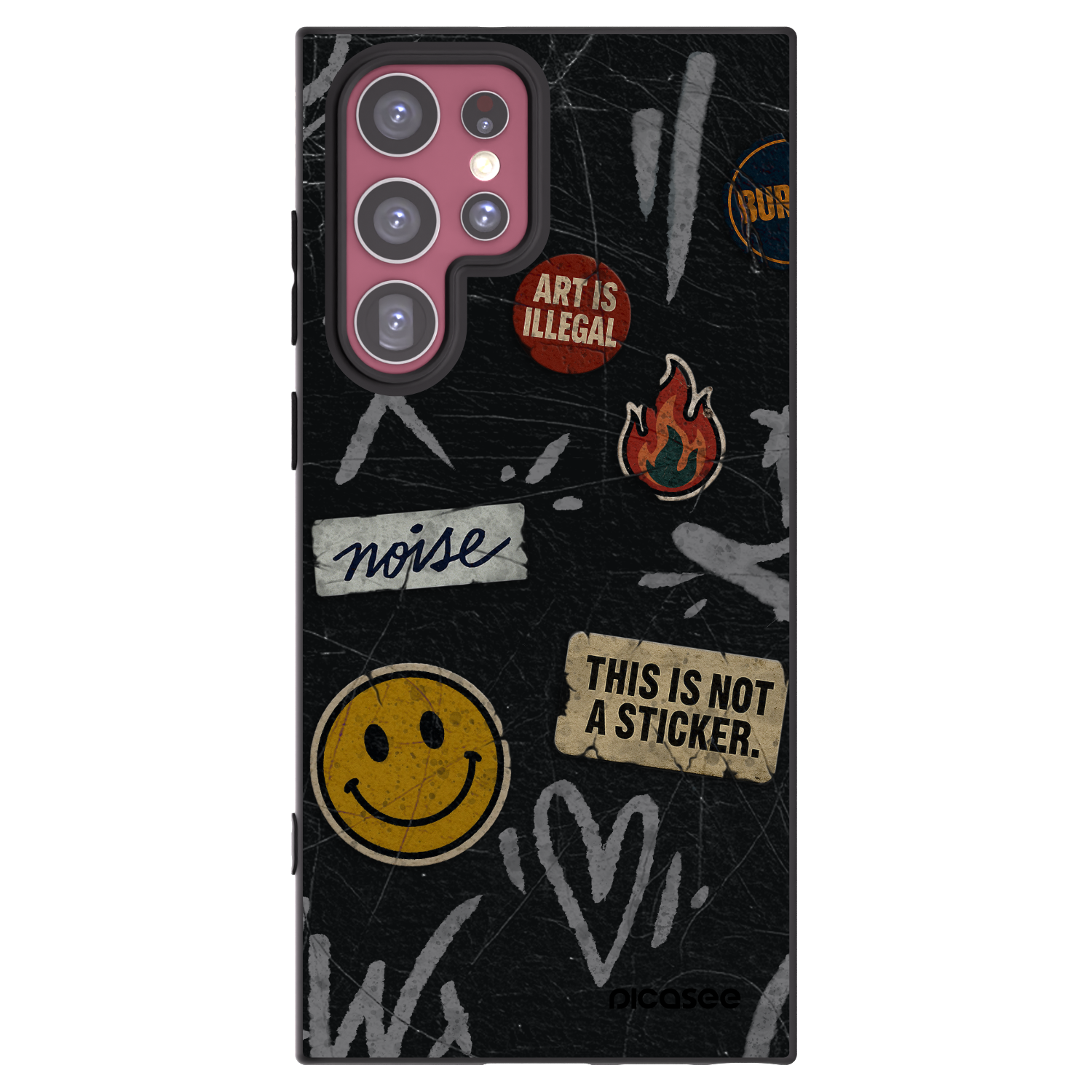 Picasee silikónový čierny obal pre Samsung Galaxy S22 Ultra 5G - STICKERS x TAGS