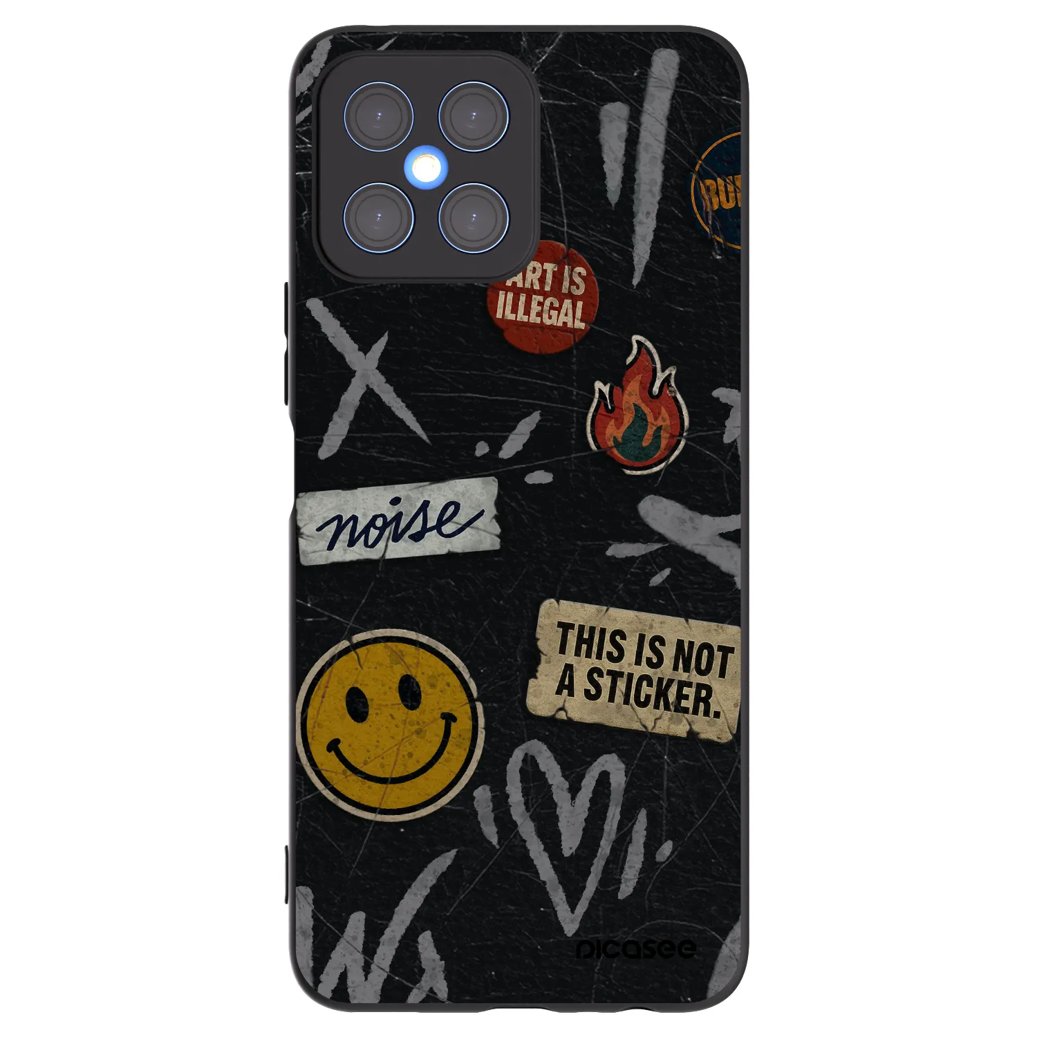 Picasee silikónový čierny obal pre Honor X8 4G - STICKERS x TAGS