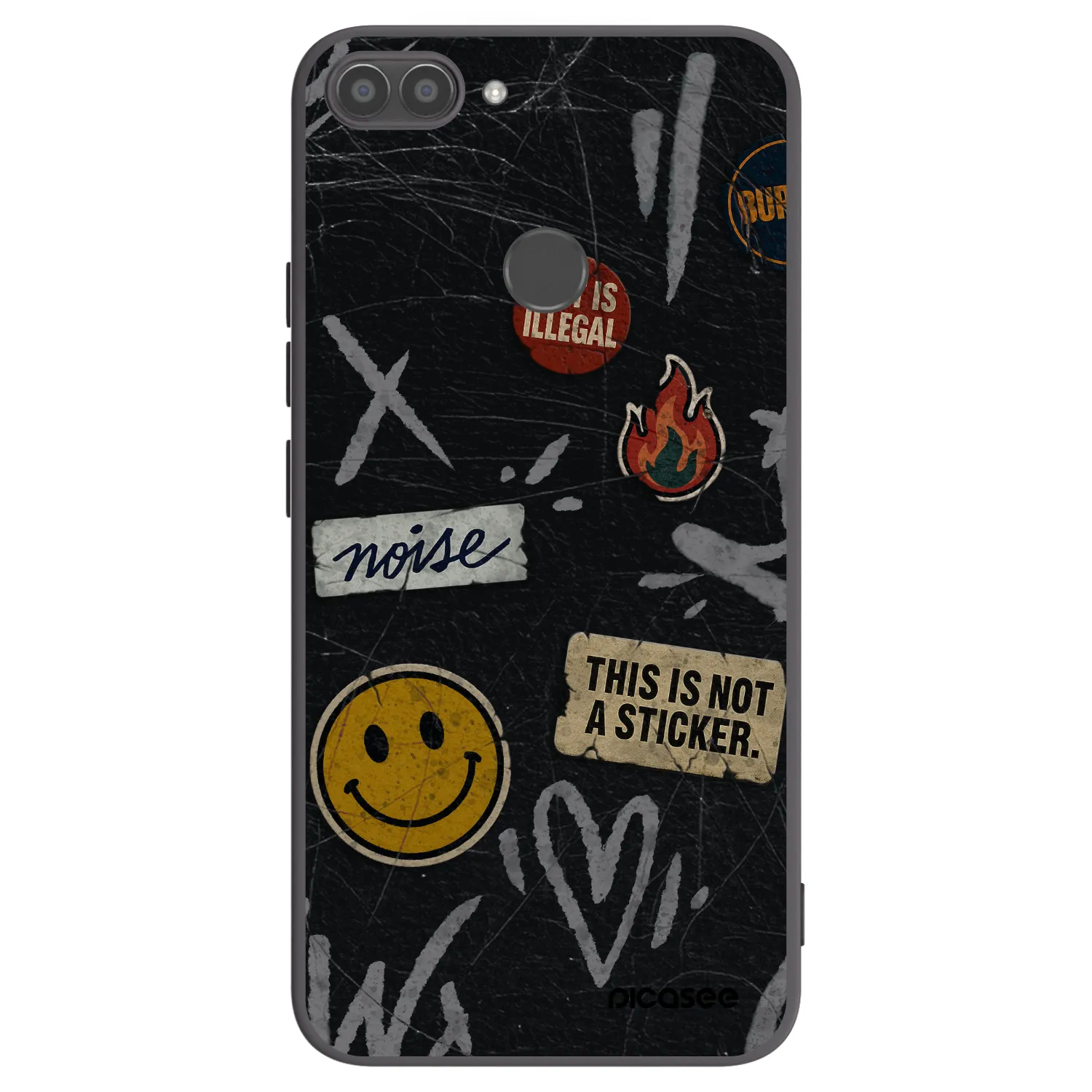 Picasee silikónový čierny obal pre Huawei P Smart - STICKERS x TAGS