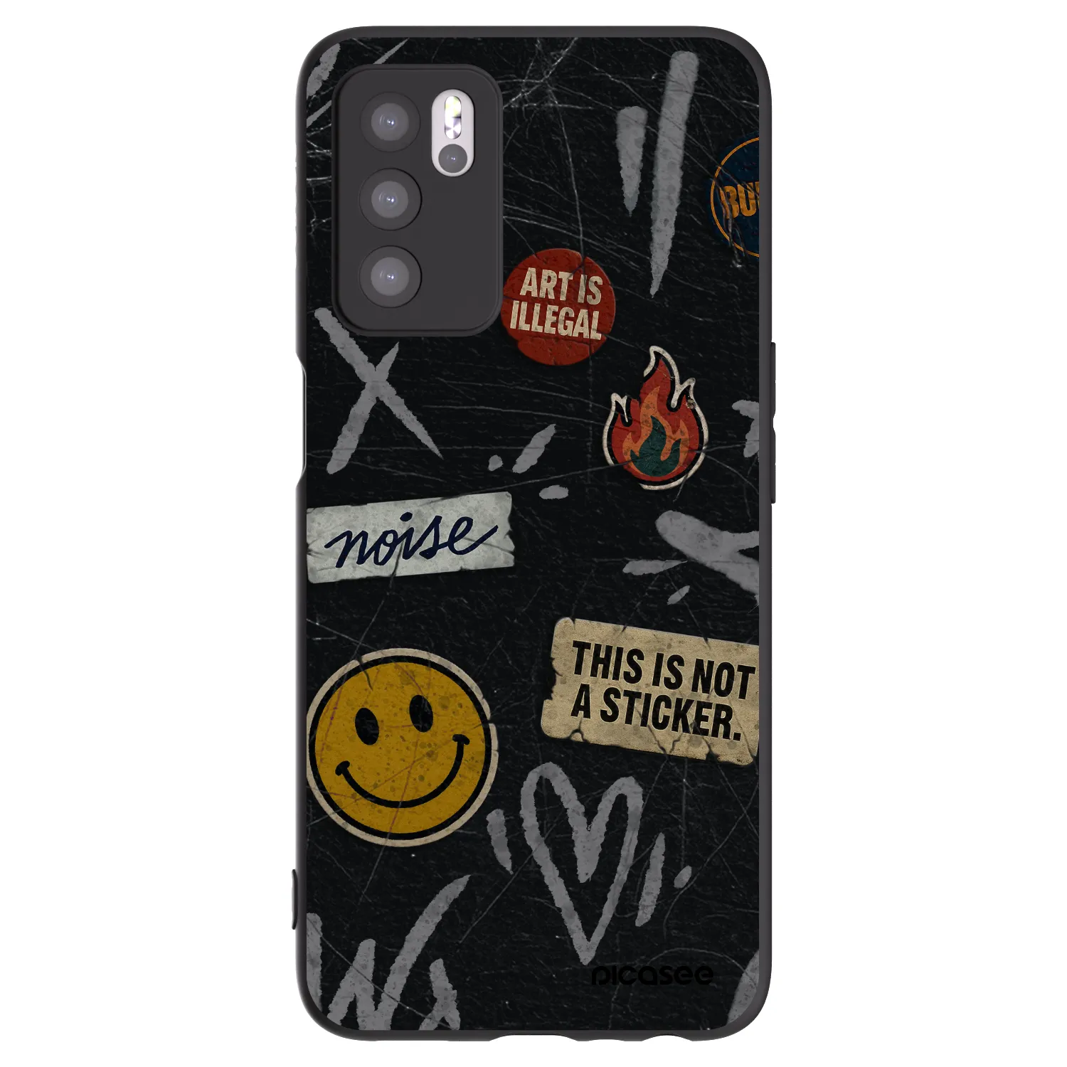 Picasee silikónový čierny obal pre OPPO A16s - STICKERS x TAGS