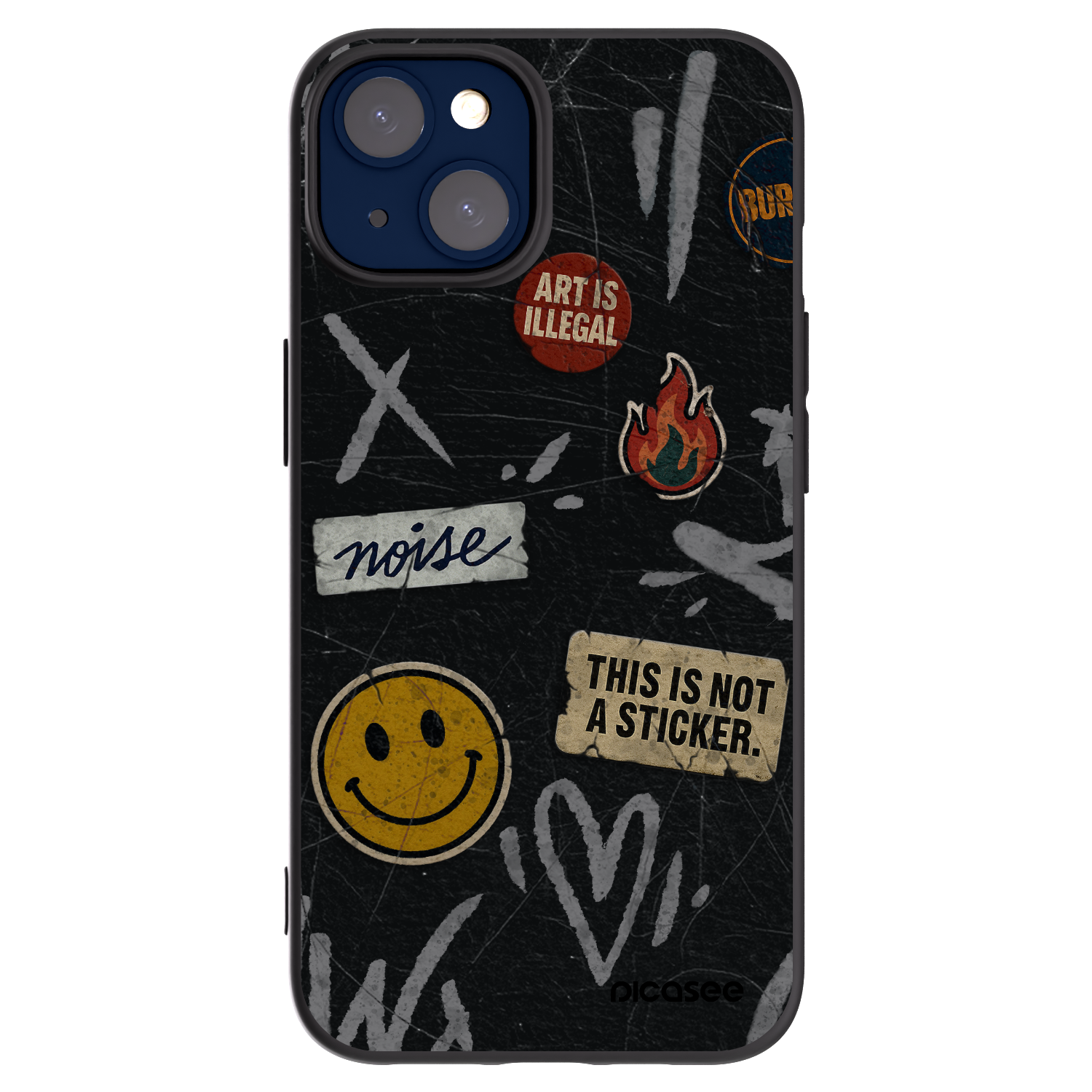 Silikónový čierny obal pre Apple iPhone 14 - STICKERS x TAGS