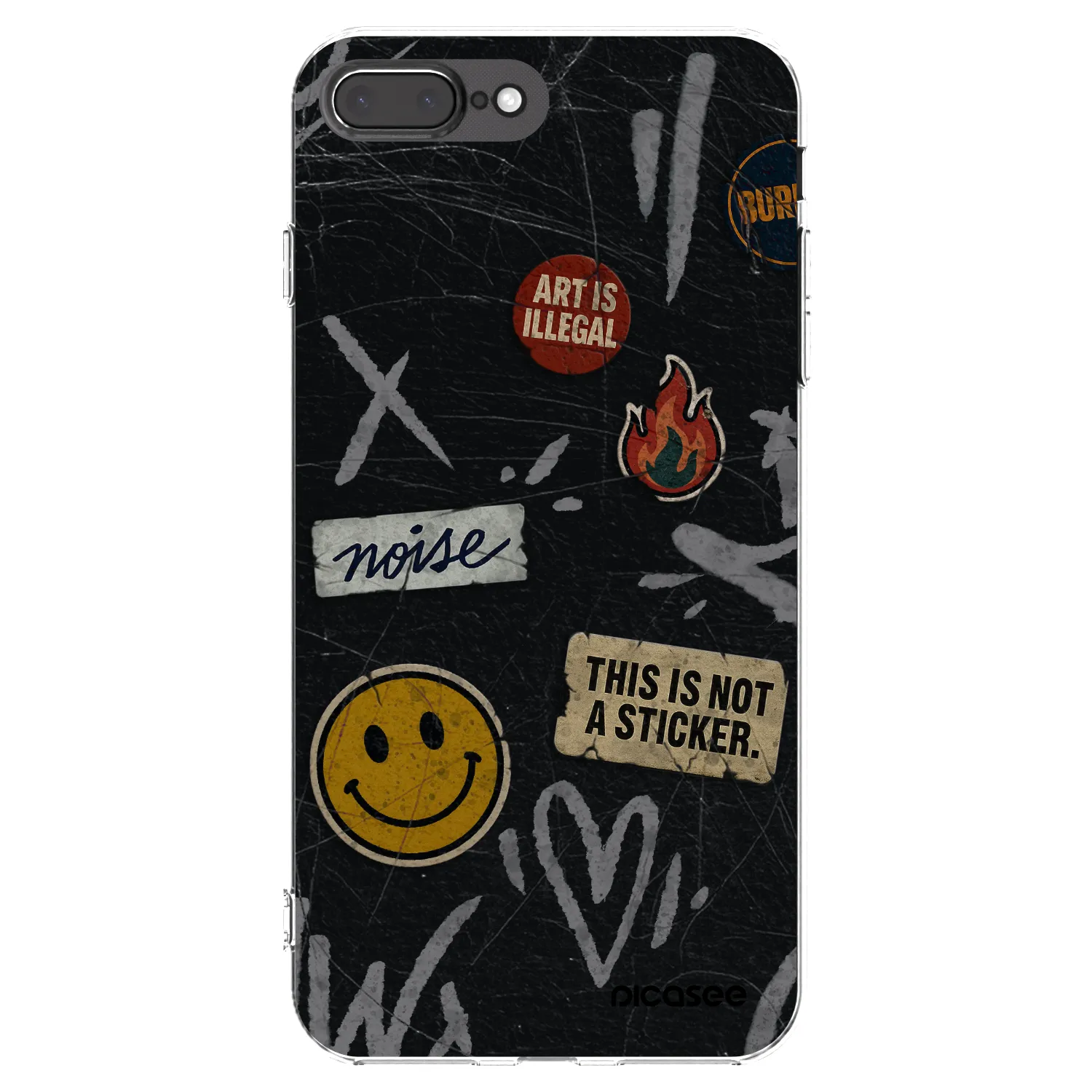 Picasee silikónový prehľadný obal pre Apple iPhone 8 Plus - STICKERS x TAGS