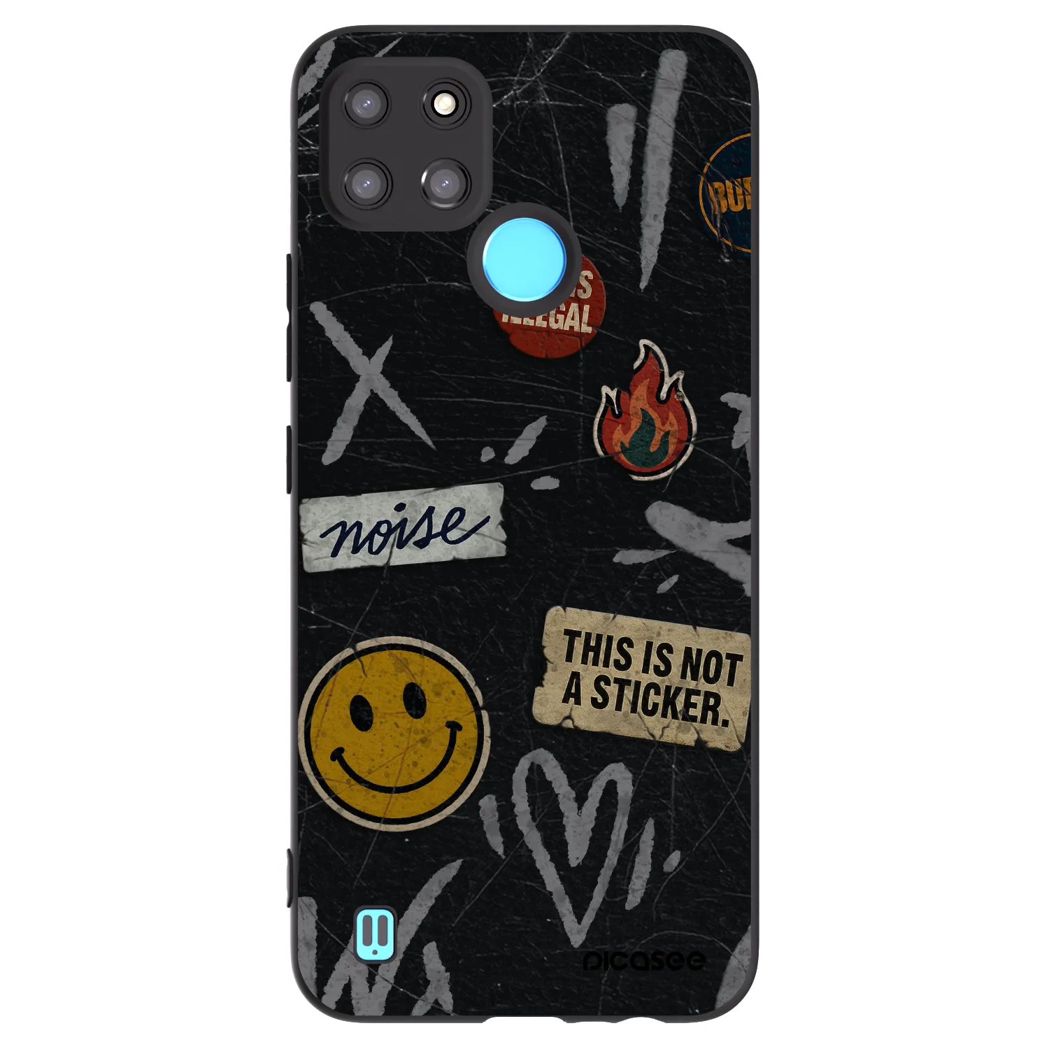 Picasee silikónový čierny obal pre Realme C21Y - STICKERS x TAGS