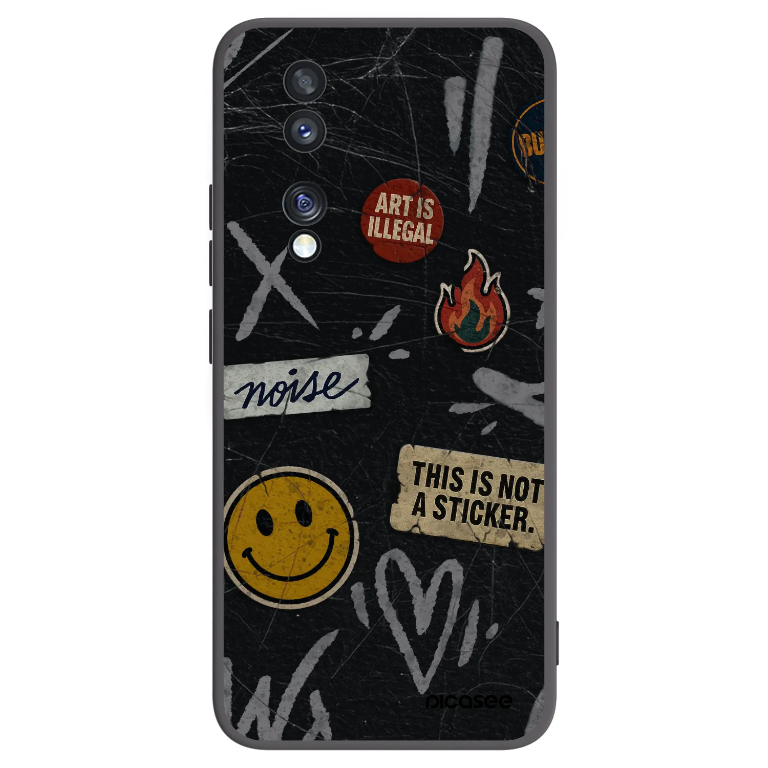 Picasee silikónový čierny obal pre Honor 70 - STICKERS x TAGS