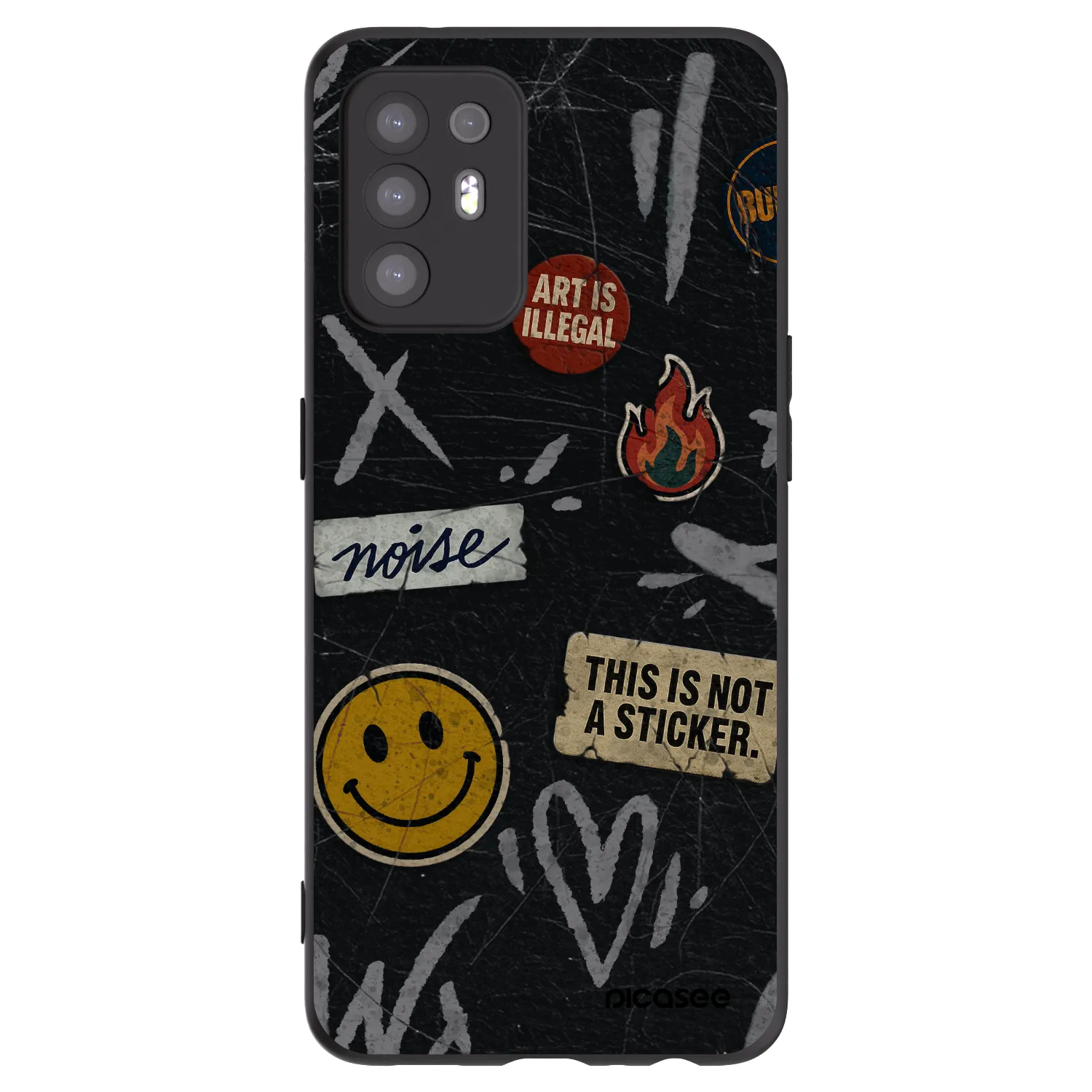 Picasee silikónový čierny obal pre OPPO A94 5G - STICKERS x TAGS