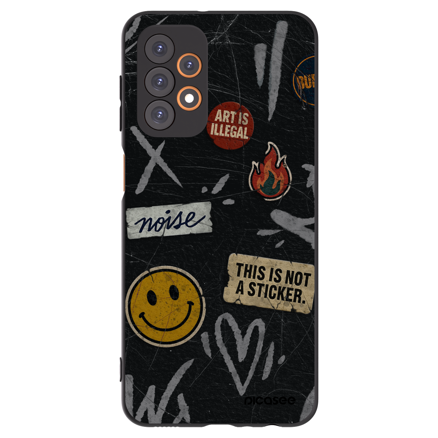 Picasee silikónový čierny obal pre Samsung Galaxy A23 A235F 4G - STICKERS x TAGS