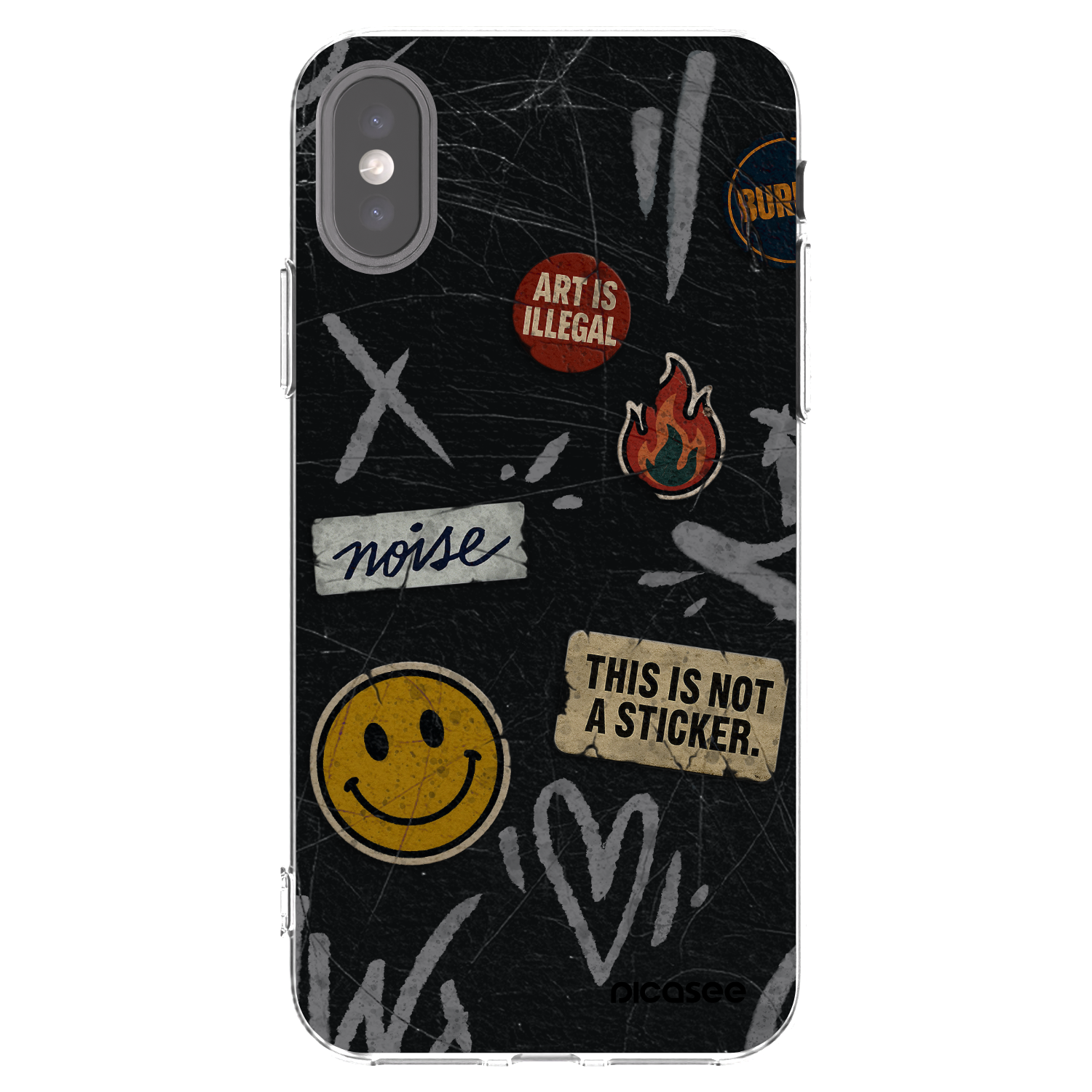 Picasee silikónový prehľadný obal pre Apple iPhone X/XS - STICKERS x TAGS