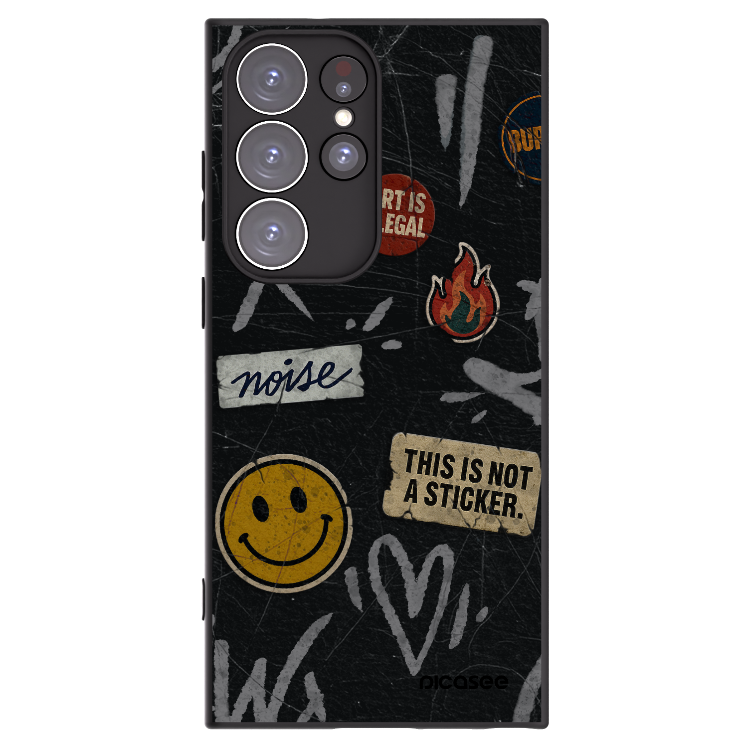 Picasee silikónový čierny obal pre Samsung Galaxy S23 Ultra 5G - STICKERS x TAGS