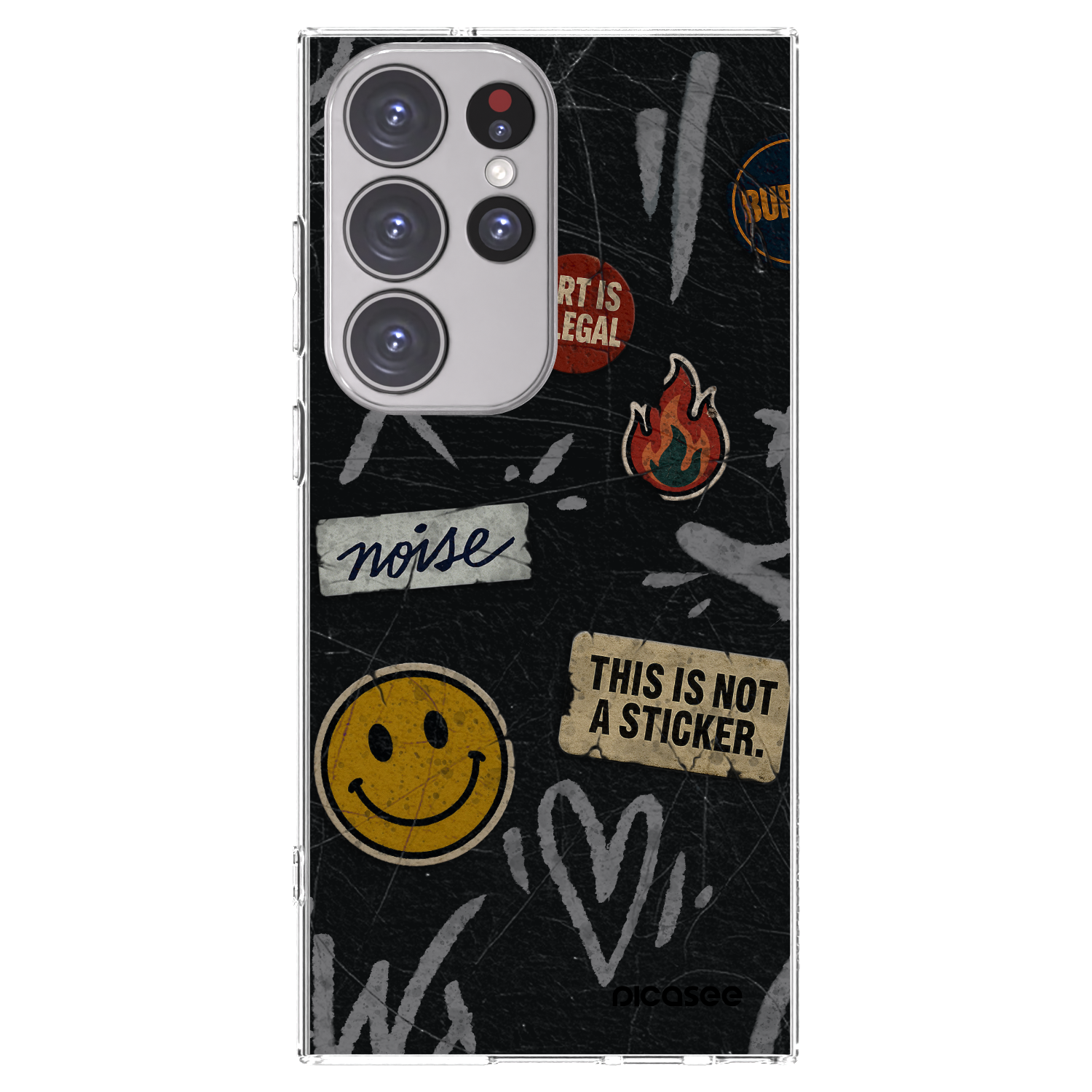 Picasee silikónový prehľadný obal pre Samsung Galaxy S23 Ultra 5G - STICKERS x TAGS
