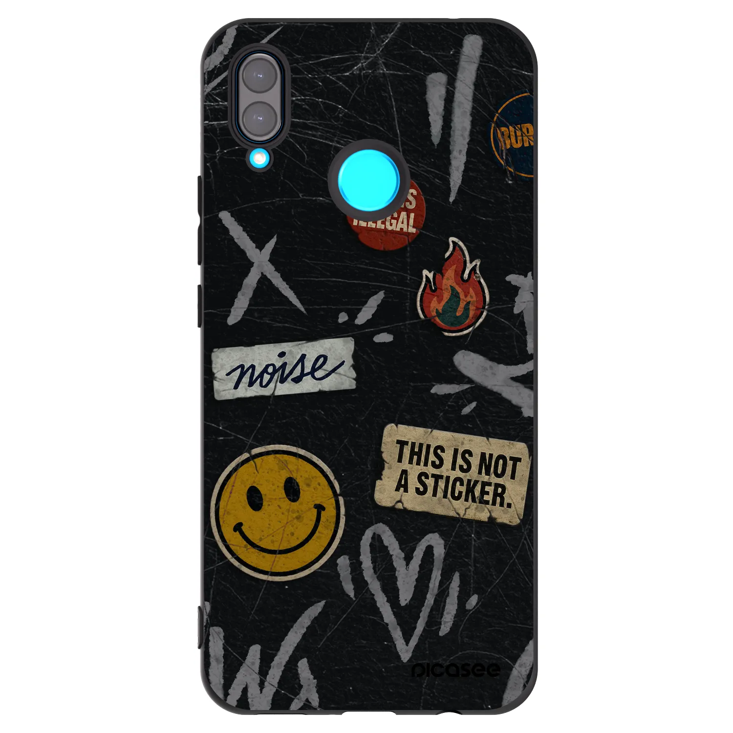 Picasee silikónový čierny obal pre Huawei Nova 3 - STICKERS x TAGS
