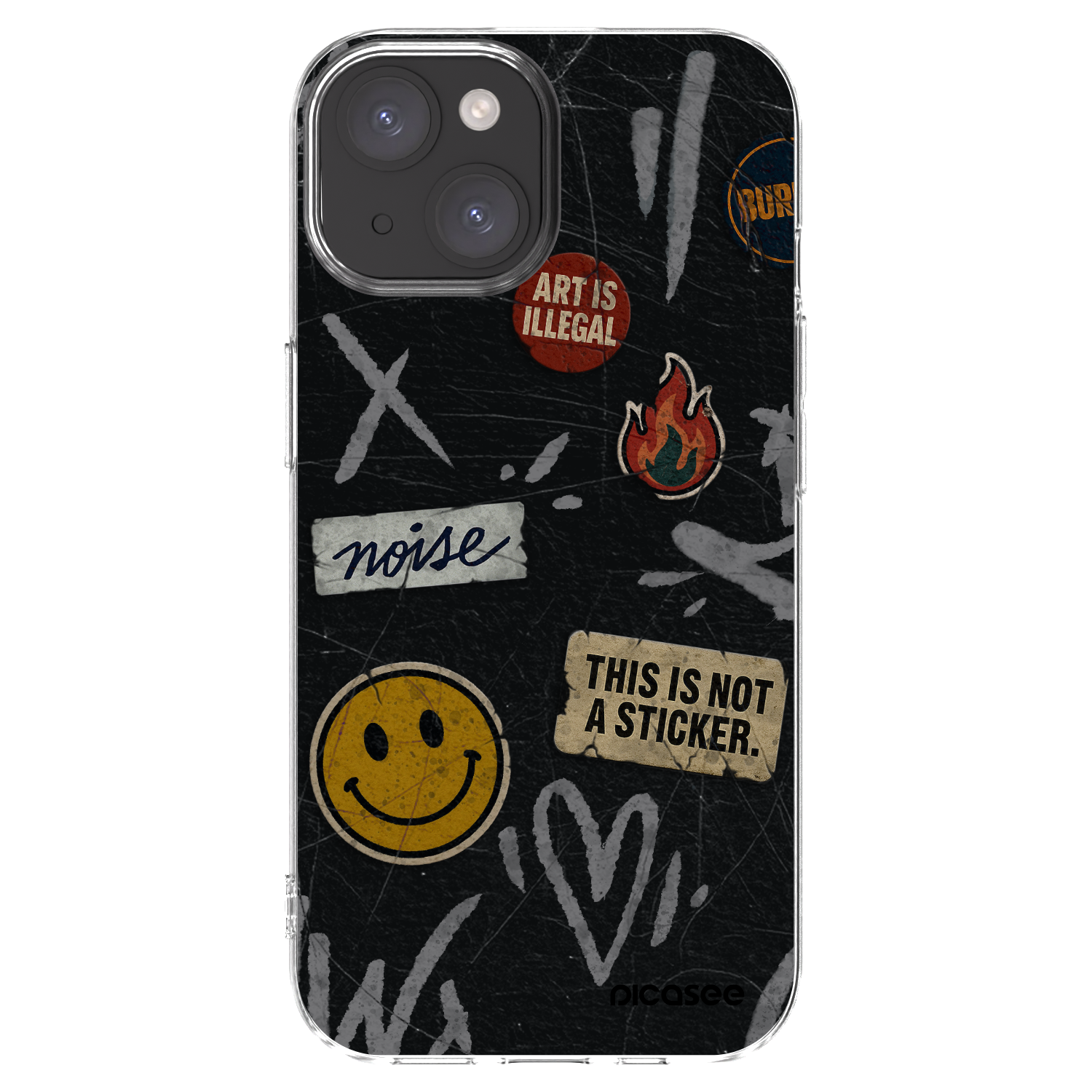 Picasee silikónový prehľadný obal pre Apple iPhone 15 - STICKERS x TAGS
