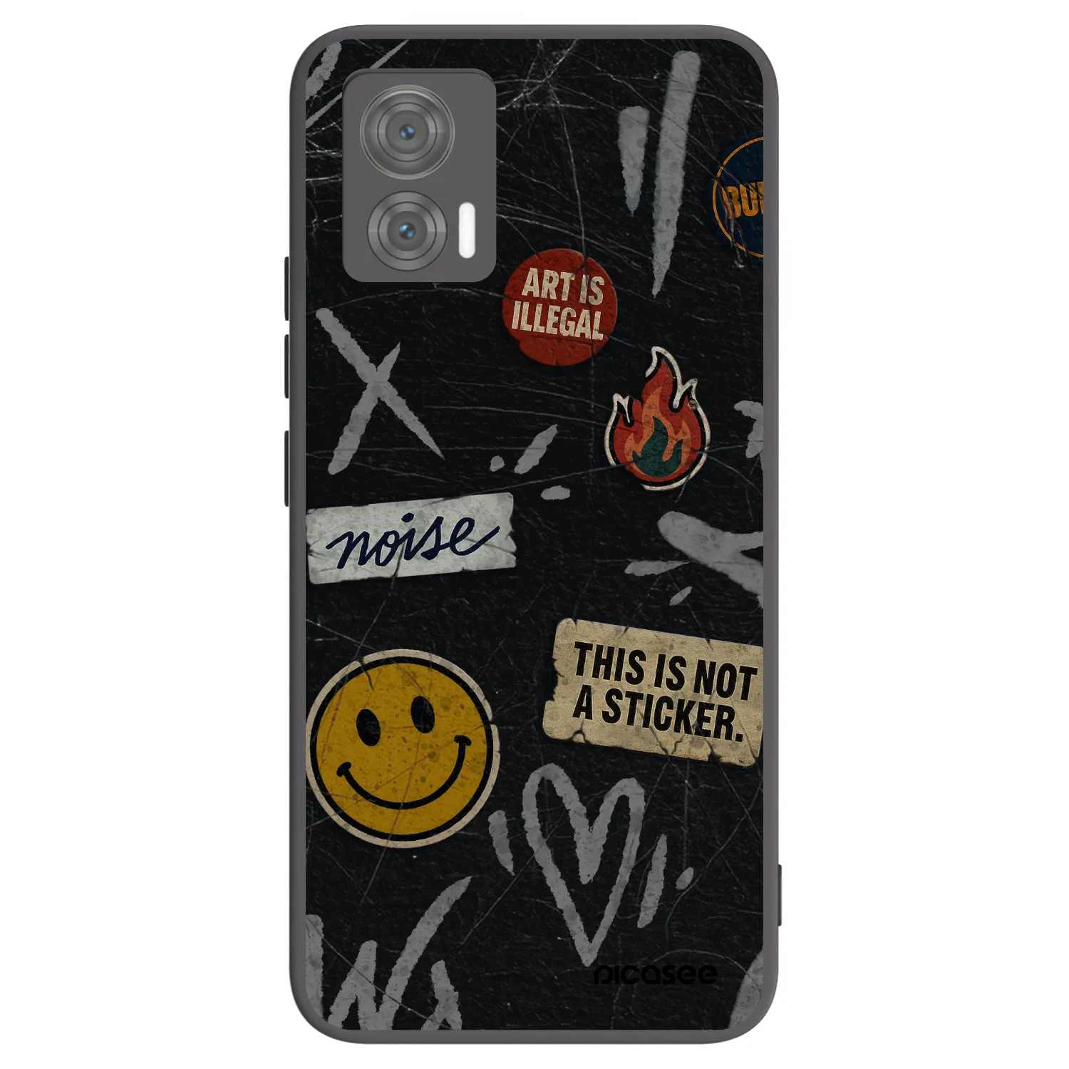 Picasee silikónový čierny obal pre Motorola Edge 30 Neo - STICKERS x TAGS