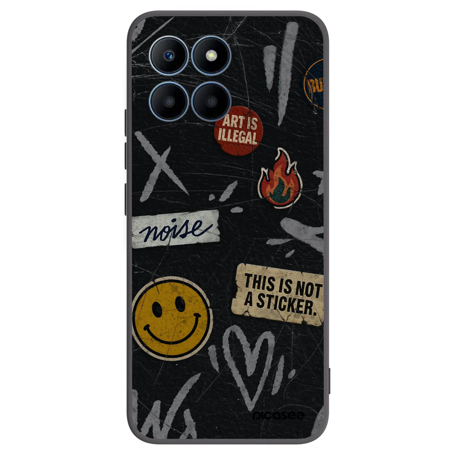 Picasee silikónový čierny obal pre Honor 70 Lite - STICKERS x TAGS