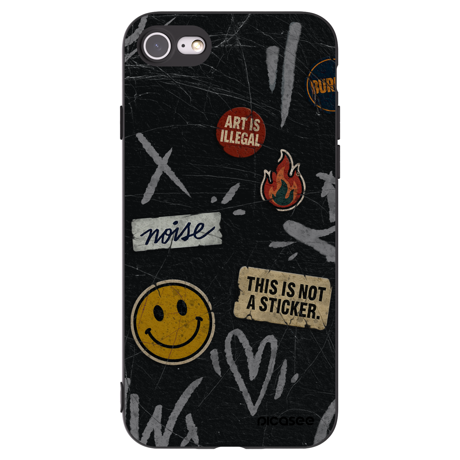 Picasee silikónový čierny obal pre Apple iPhone 8 - STICKERS x TAGS