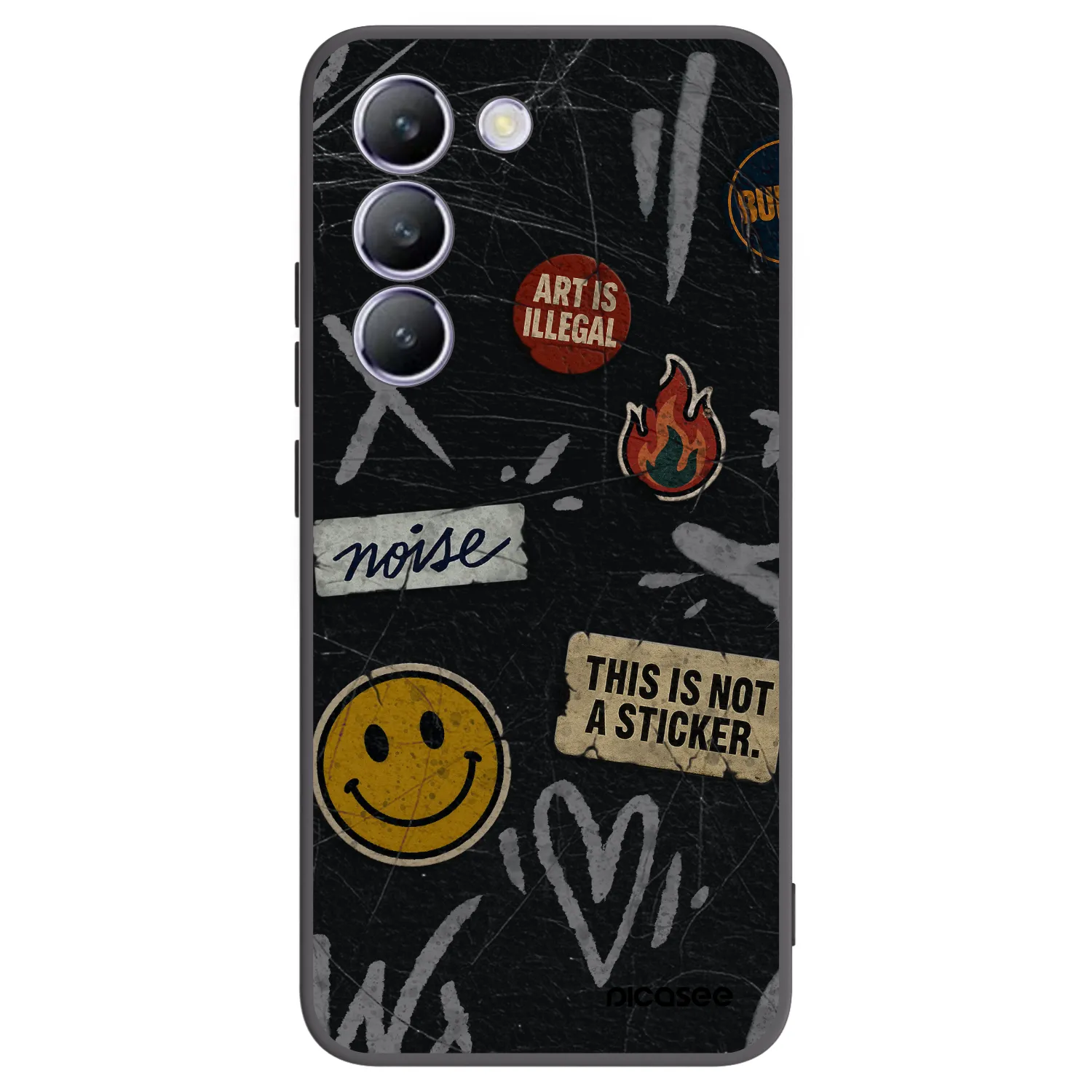 Picasee silikónový čierny obal pre Vivo V40 SE 5G - STICKERS x TAGS