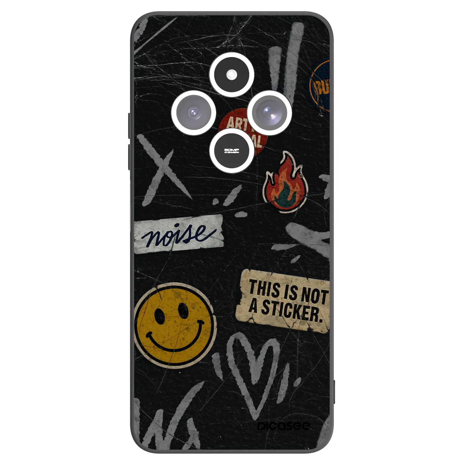 Picasee silikónový čierny obal pre Xiaomi Redmi 14C - STICKERS x TAGS