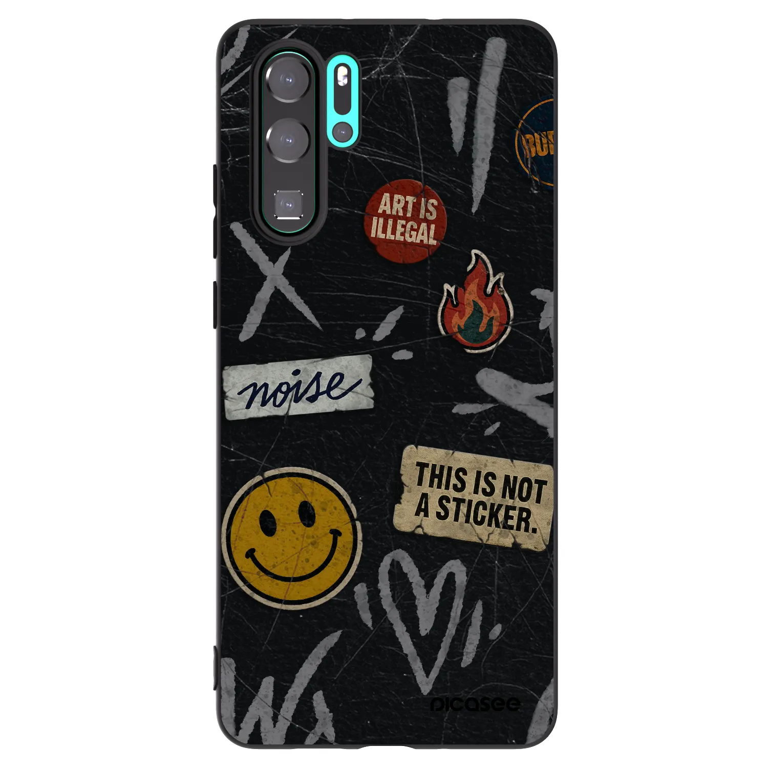 Picasee silikónový čierny obal pre Huawei P30 Pro - STICKERS x TAGS