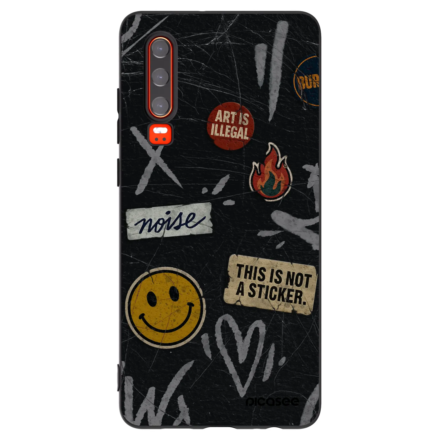 Picasee silikónový čierny obal pre Huawei P30 - STICKERS x TAGS