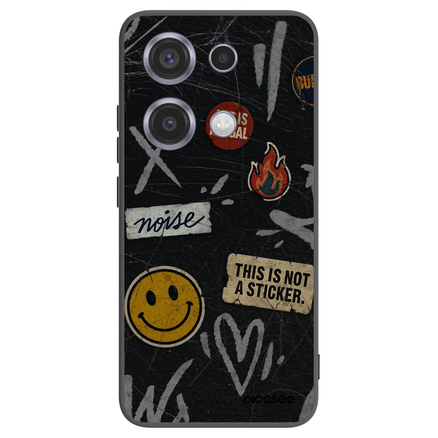 Silikónový čierny obal pre Xiaomi Redmi Note 14S - STICKERS x TAGS