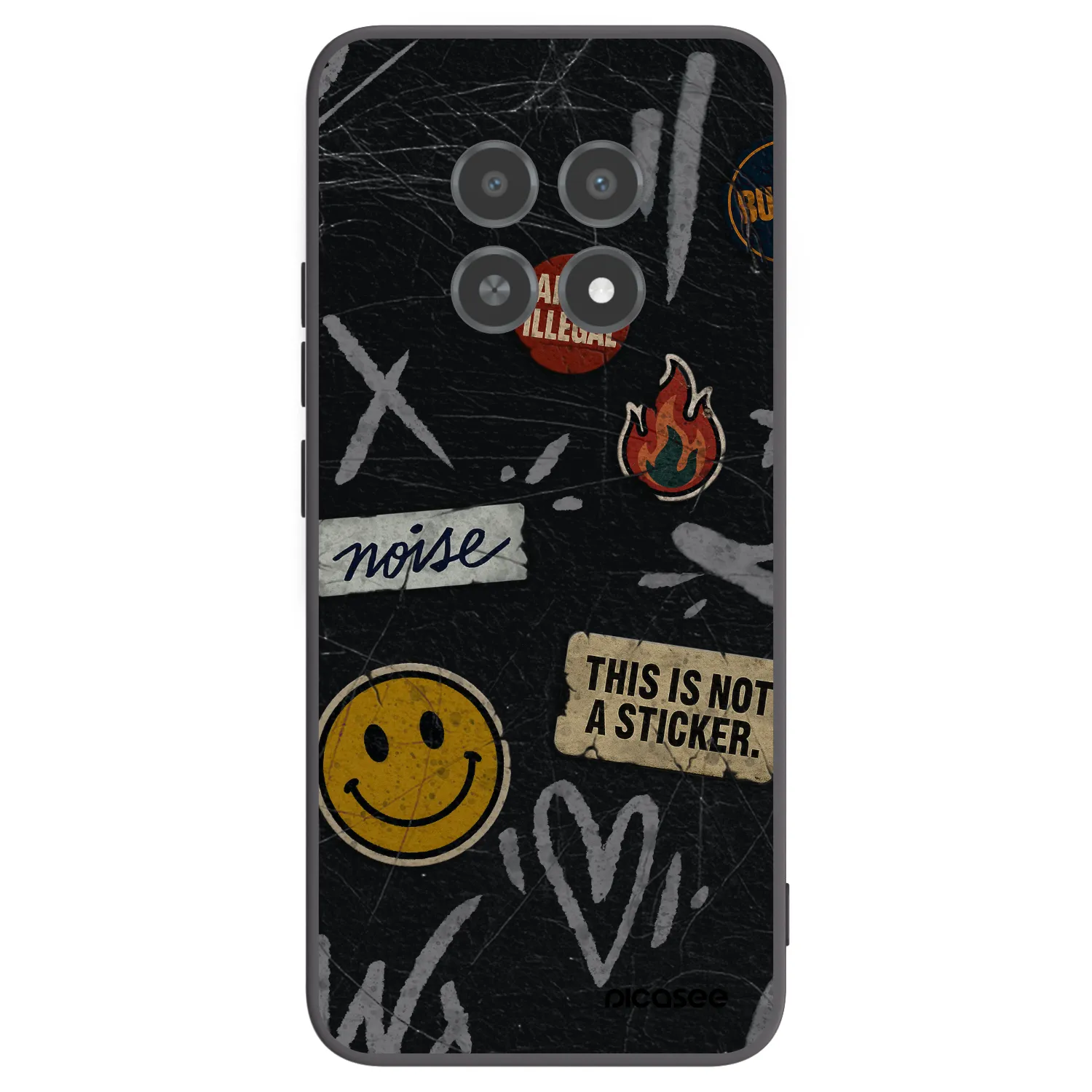 Picasee silikónový čierny obal pre Realme 12X - STICKERS x TAGS
