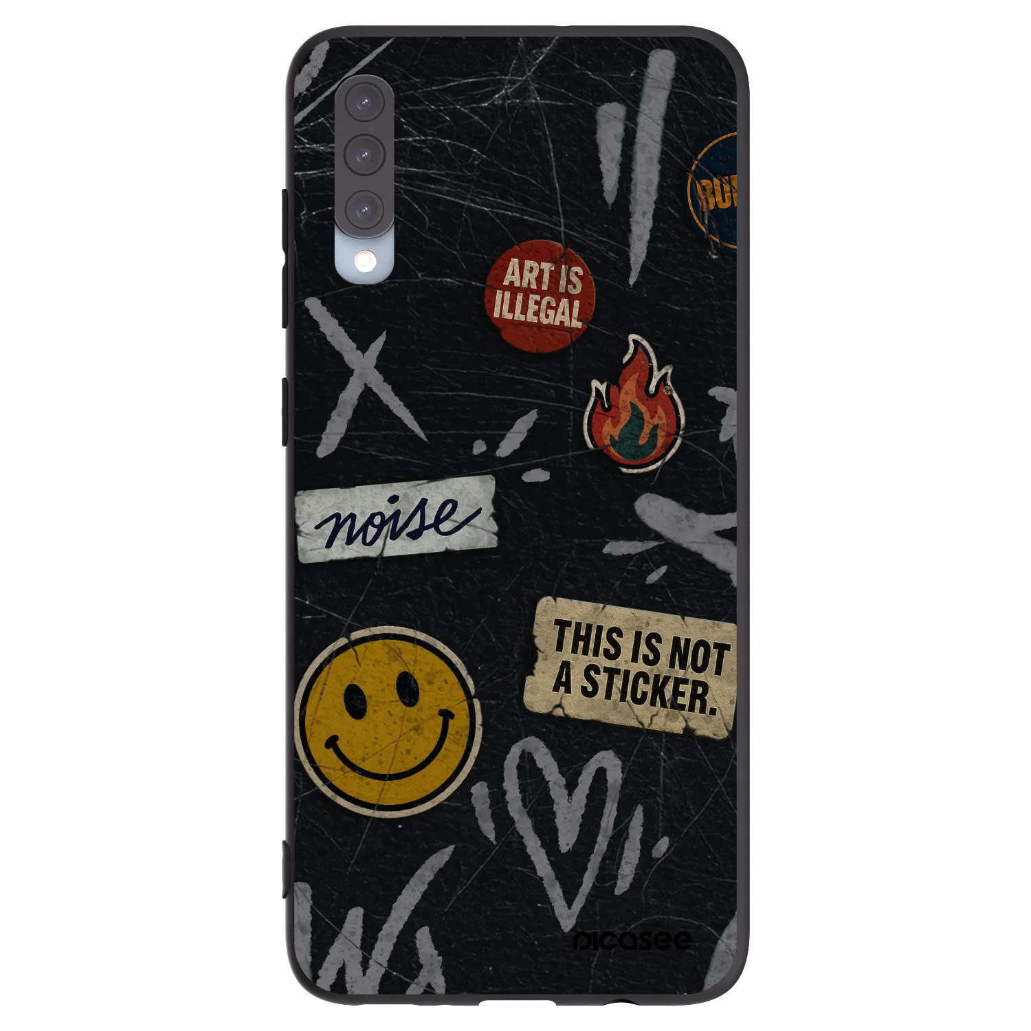 Picasee silikónový čierny obal pre Samsung Galaxy A70 A705F - STICKERS x TAGS
