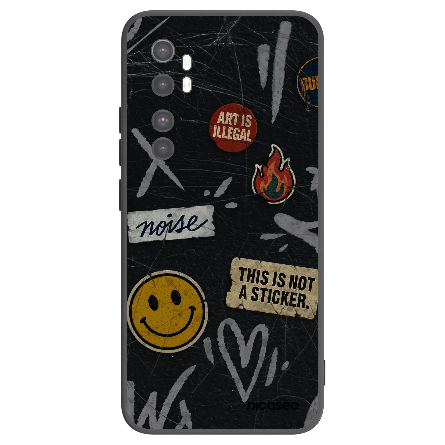Picasee silikónový čierny obal pre Xiaomi Mi Note 10 Lite - STICKERS x TAGS