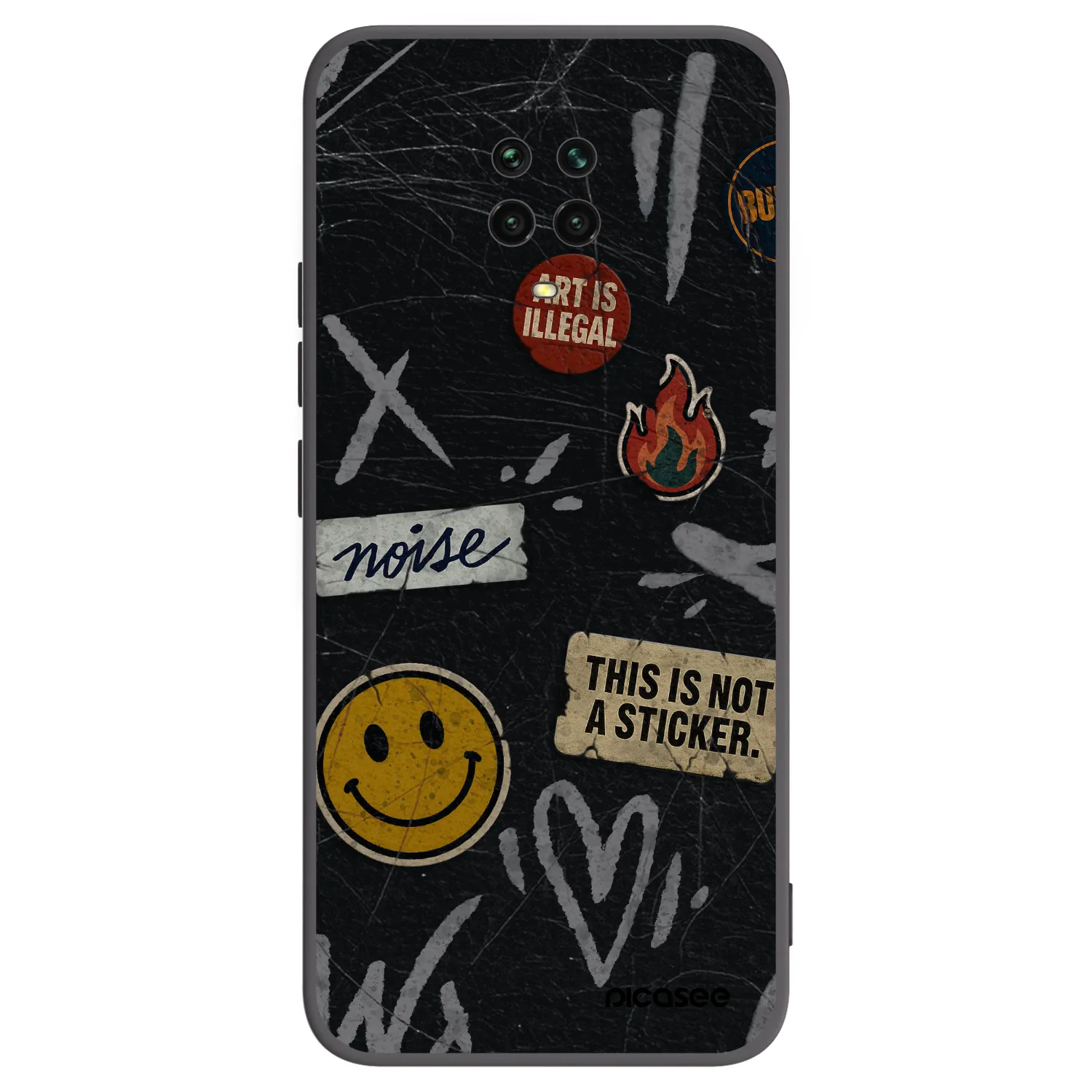 Picasee silikónový čierny obal pre Xiaomi Redmi Note 9S - STICKERS x TAGS