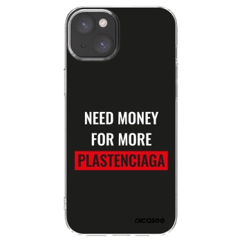 Picasee silikónový prehľadný obal pre Apple iPhone 15 Plus - More PLASTENCIAGA