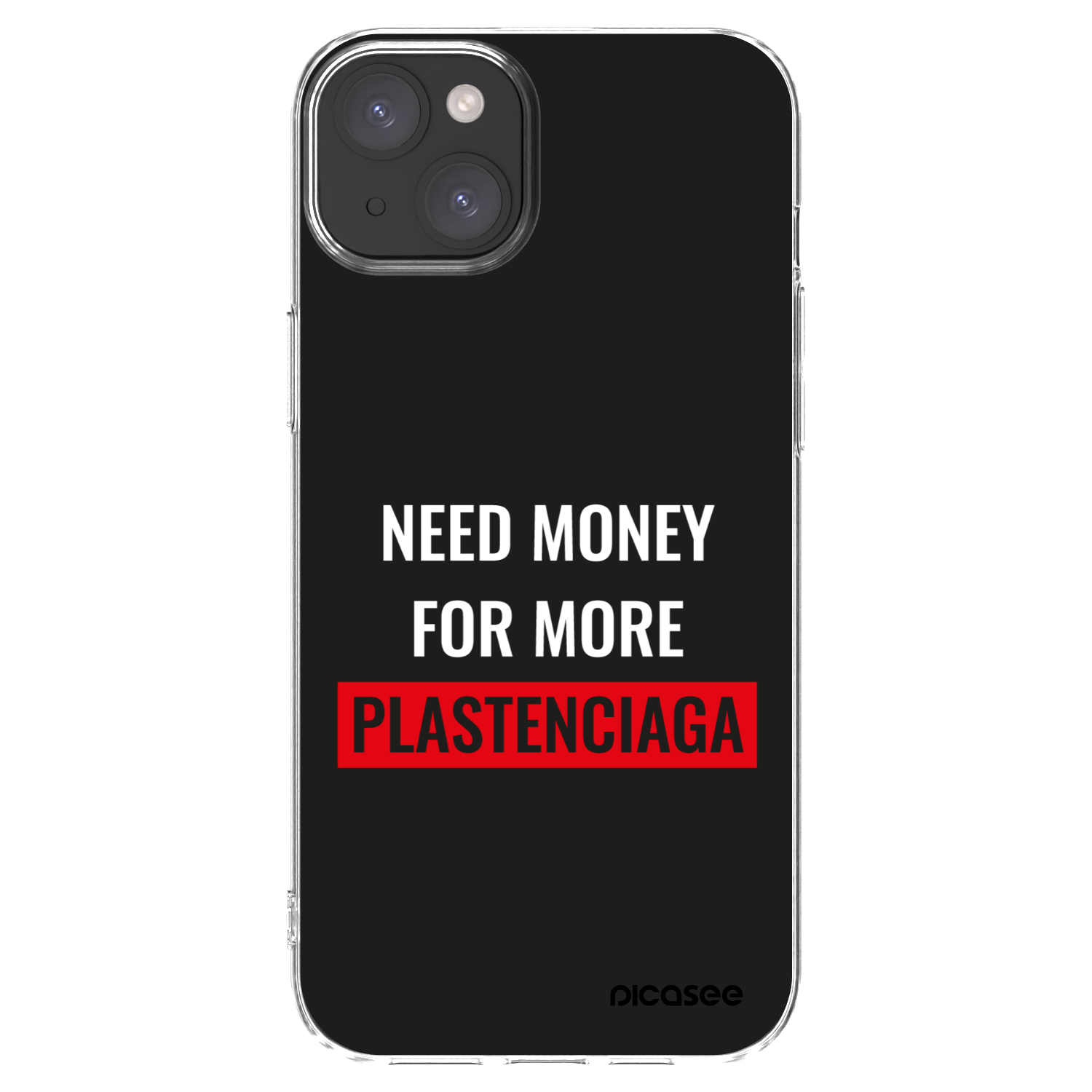 Picasee silikónový prehľadný obal pre Apple iPhone 15 Plus - More PLASTENCIAGA