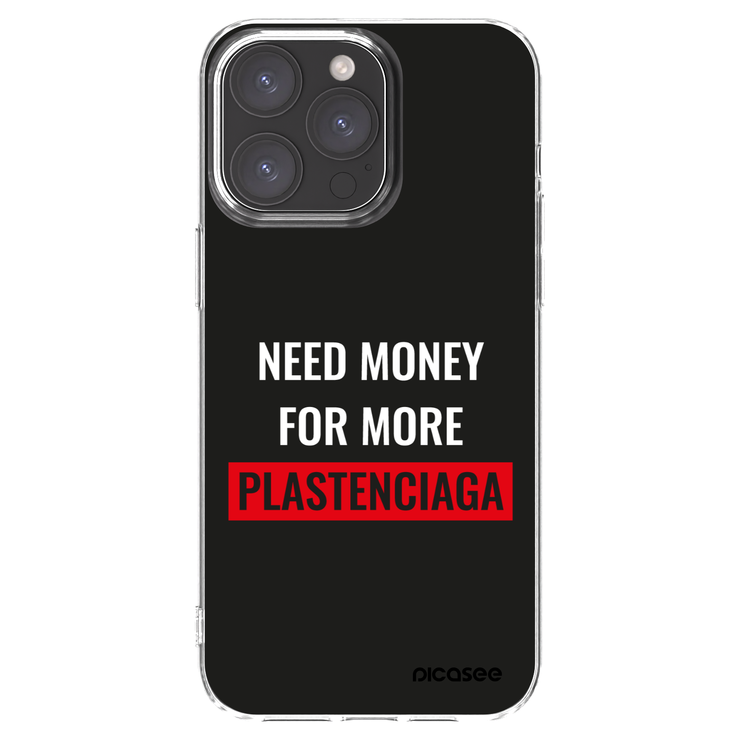 Picasee silikónový prehľadný obal pre Apple iPhone 15 Pro Max - More PLASTENCIAGA