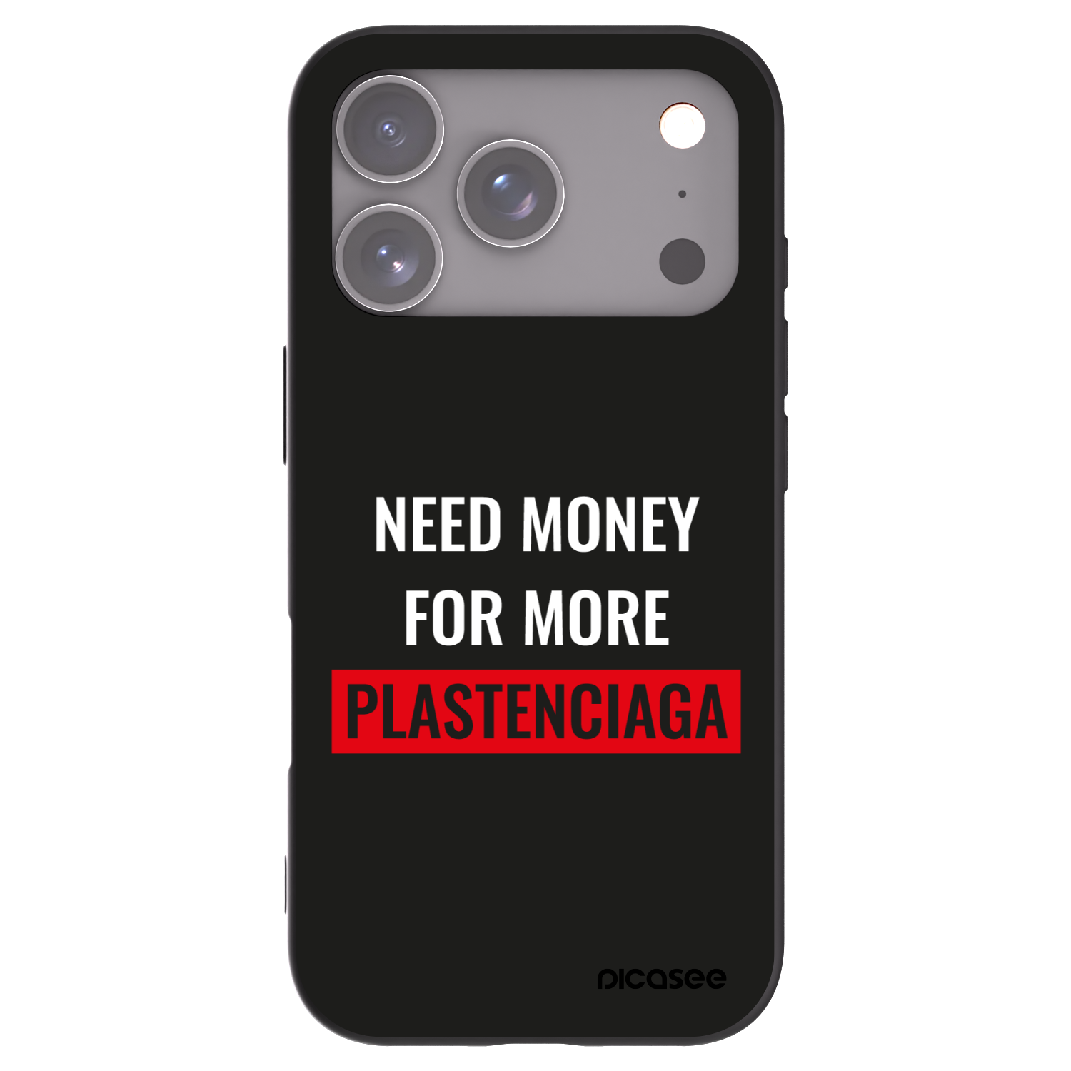 Picasee silikónový čierny obal pre Apple iPhone 17 Pro - More PLASTENCIAGA