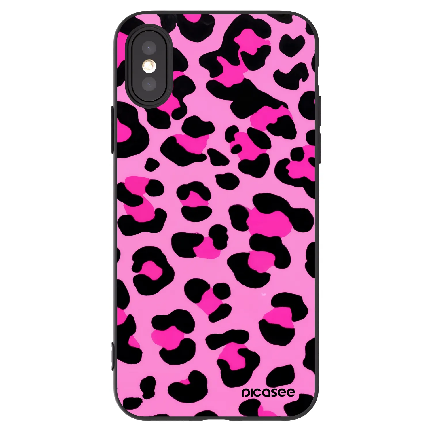 Silikónový čierny obal pre Apple iPhone X/XS - Pink Tiger