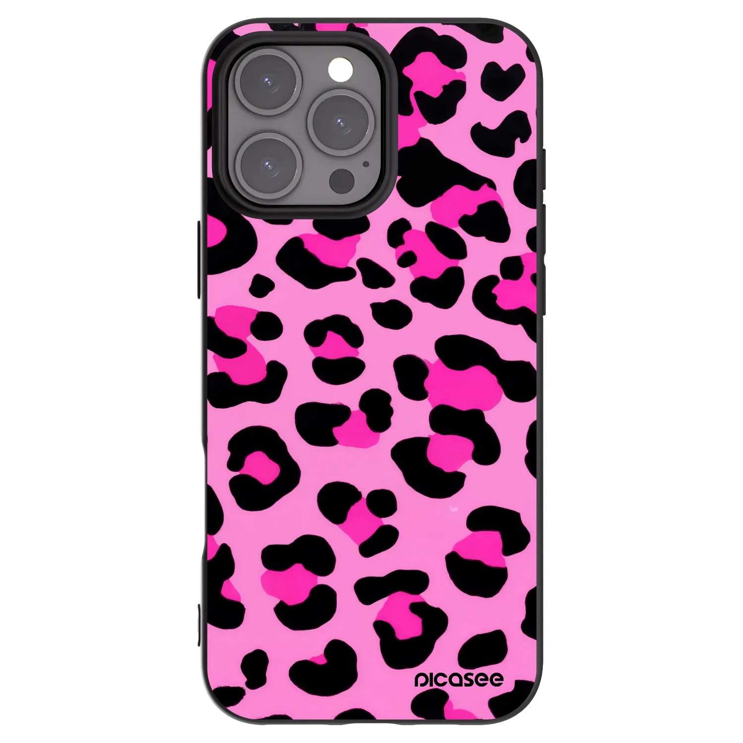 Silikónový čierny obal pre Apple iPhone 16 Pro Max - Pink Tiger