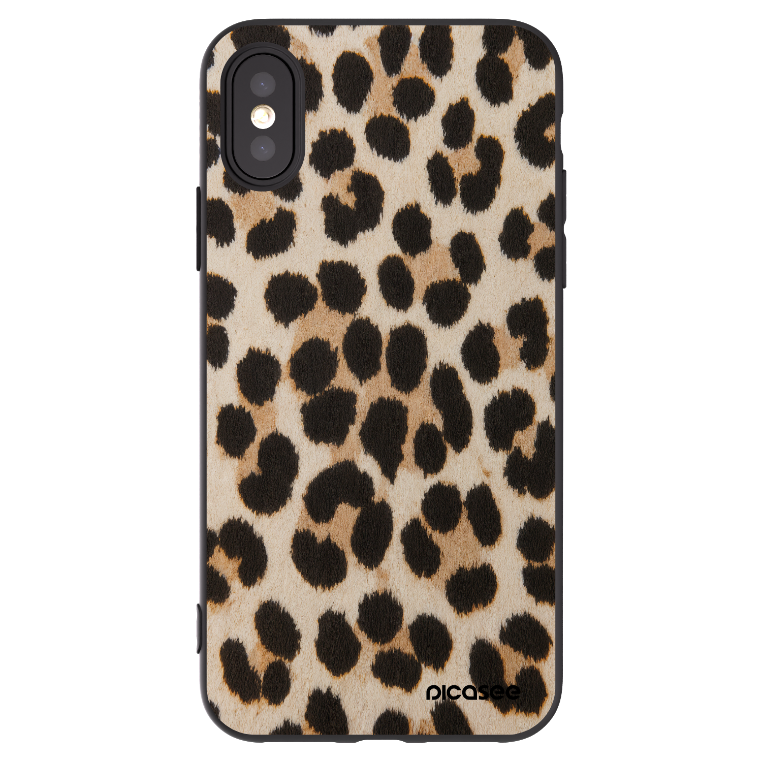 Picasee silikónový čierny obal pre Apple iPhone X/XS - Brown Tiger