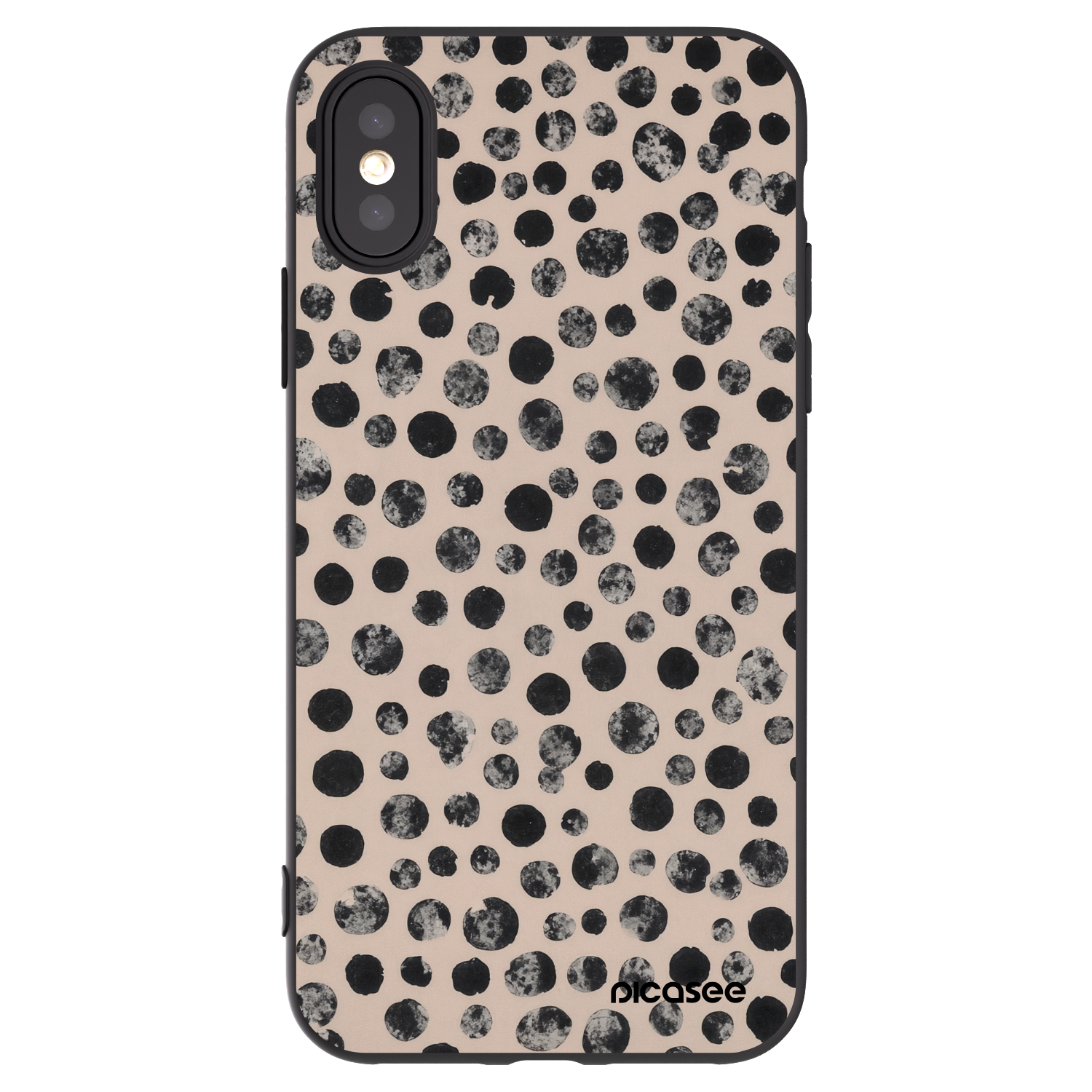 Silikónový čierny obal pre Apple iPhone X/XS - Dots