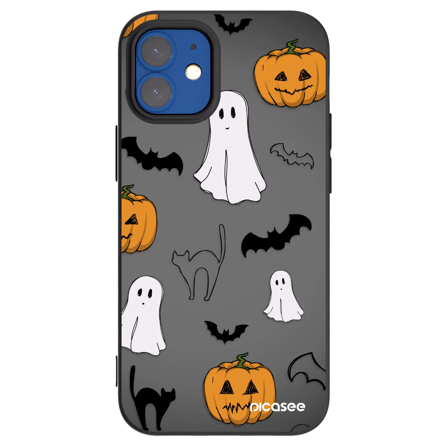 Picasee silikónový čierny obal pre Apple iPhone 12 mini - Spooky crew