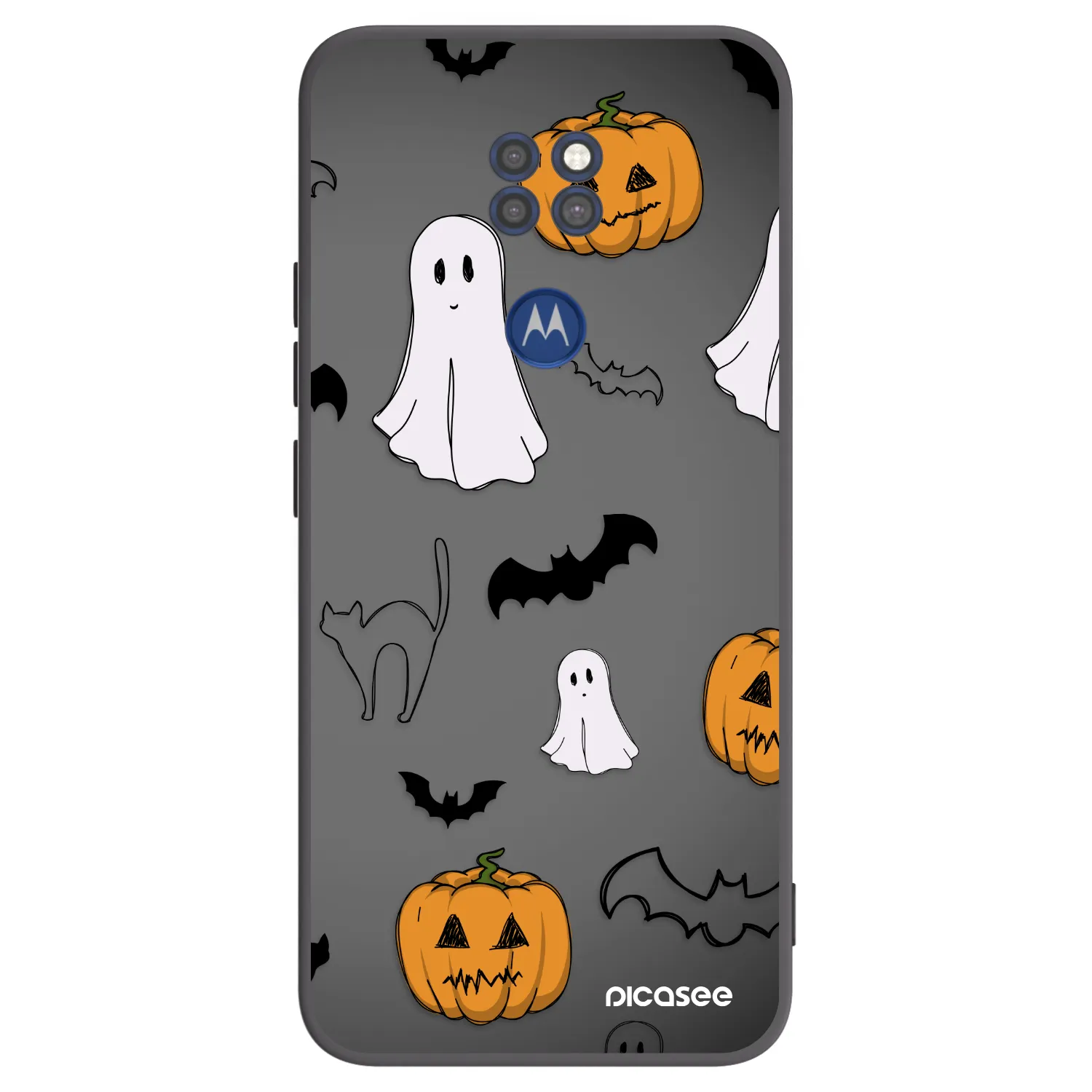 Picasee silikónový čierny obal pre Motorola Moto G9 Play - Spooky crew