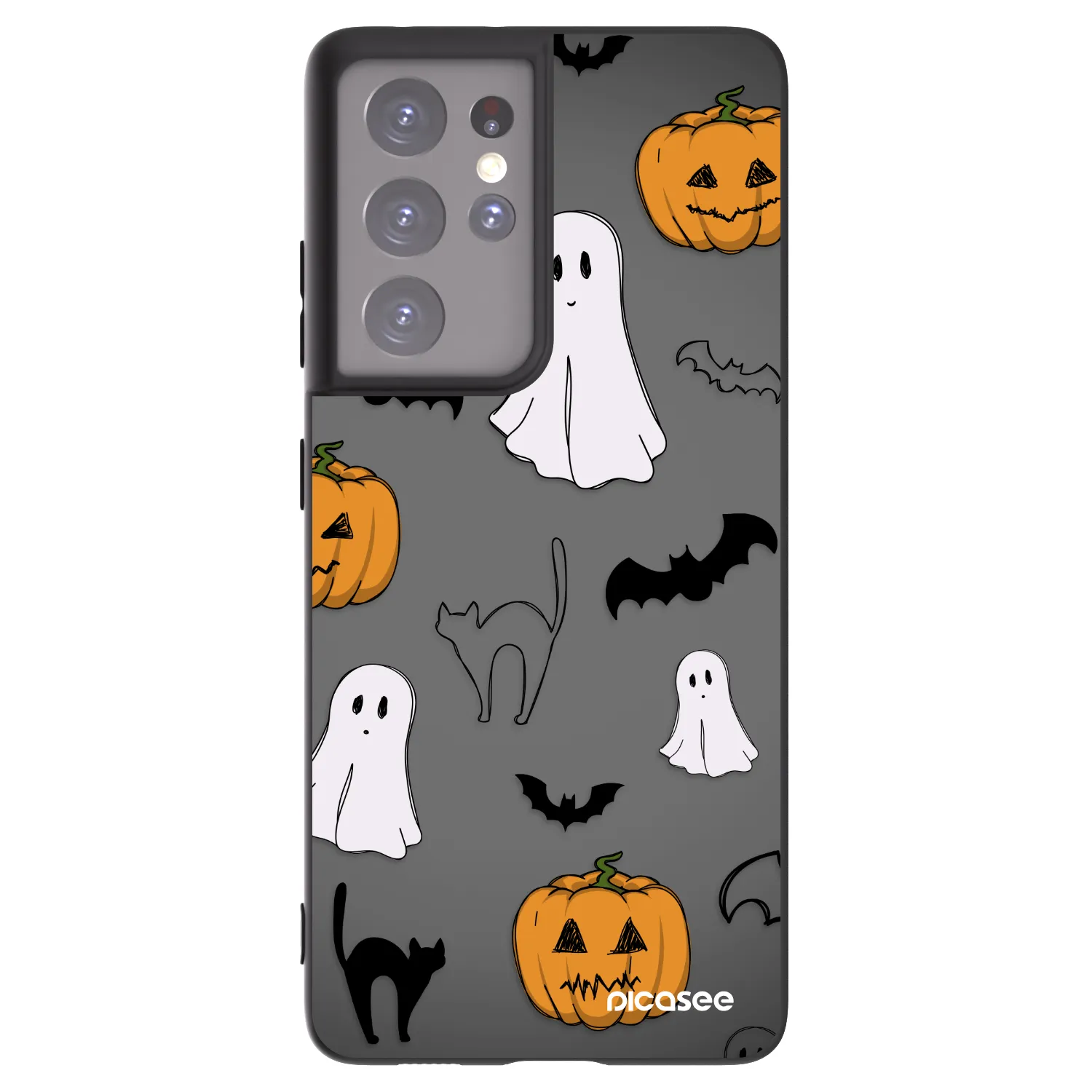 Picasee silikónový čierny obal pre Samsung Galaxy S21 Ultra 5G G998B - Spooky crew